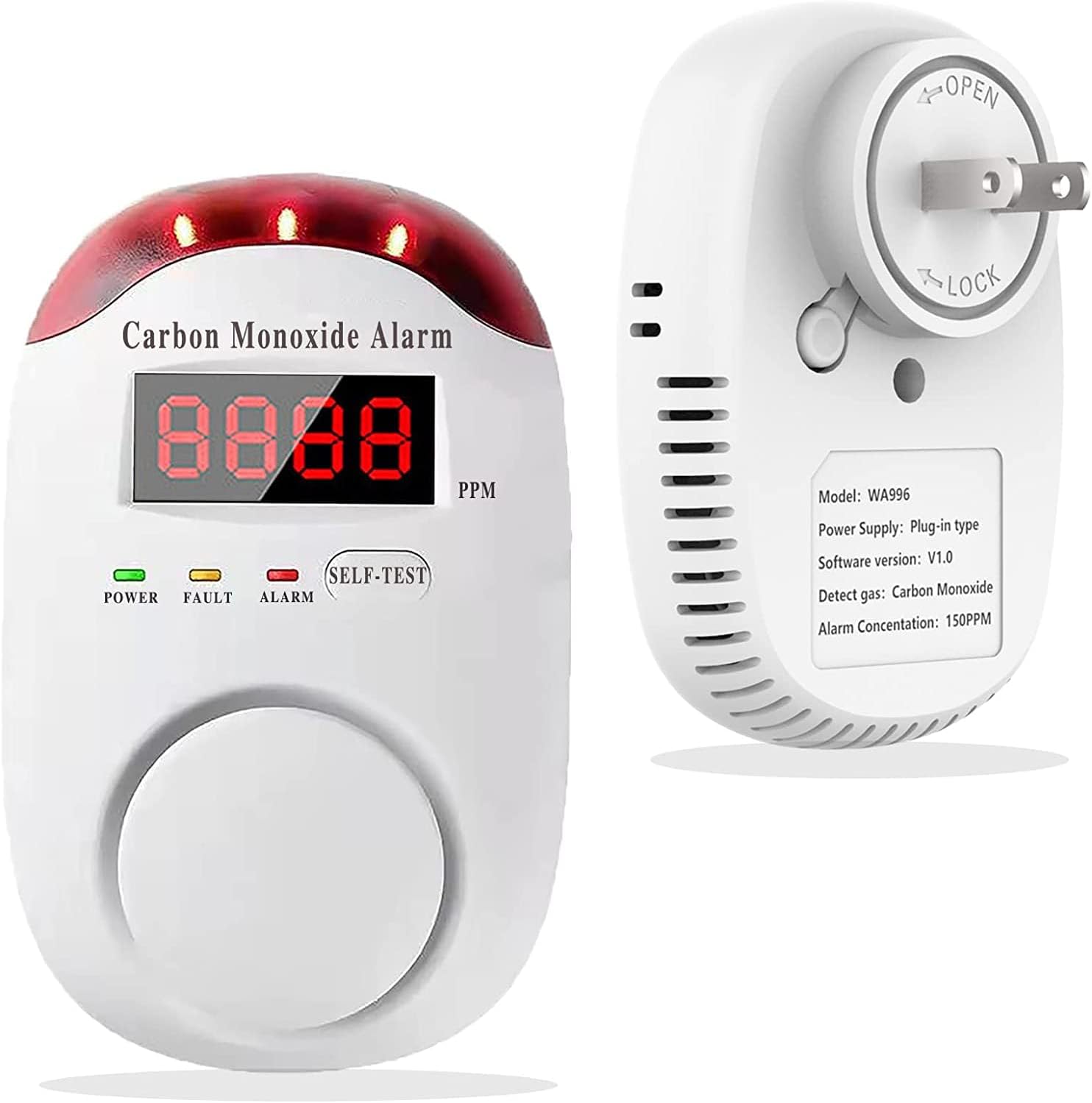 DYWL SECURITY Carbon Monoxide Detectors Portable Carbon Monoxide Detector for Travel Carbon Monoxide Detector Plug in Wall with LED Digital Display Voice Light Plug and Play - 1 Pack - Image 2