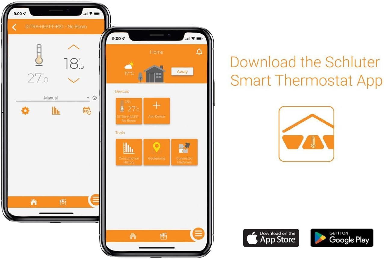 Schluter Ditra-Heat-E-RS1 Smart Thermostat with Floor Sensors, Energy Tracking, GFCI Protected - Ideal for Home Floor Heating - Mirror-Finish, App Control, Voice Assistant Compatible - DHERT105/BW - Image 3