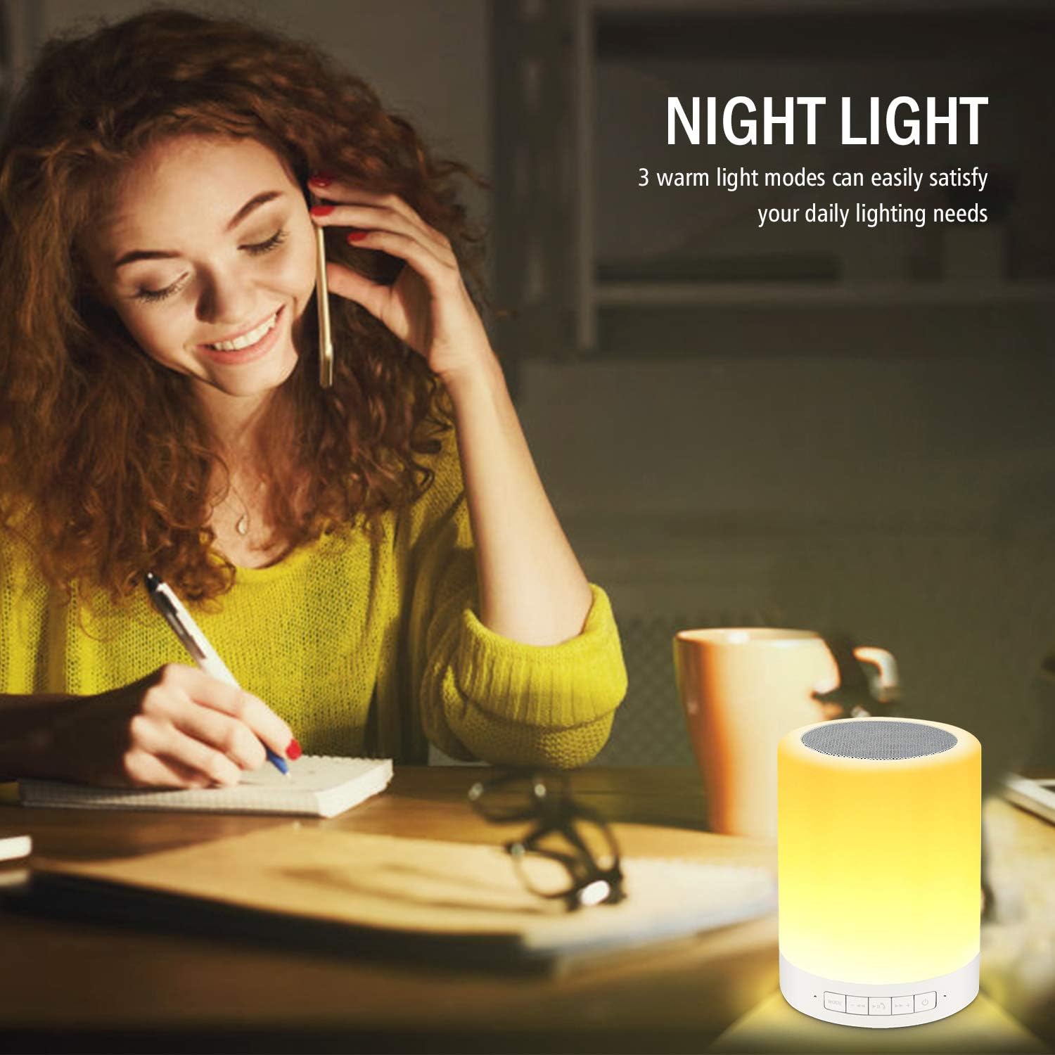 Night Light Portable Wireless Bluetooth Speaker RAGZAN Smart Touch Control Bedside Table Lamp with Colorful Led, Best Gift for Women Men Teens Kids Children Students Girlfriend Boyfriend - Image 4