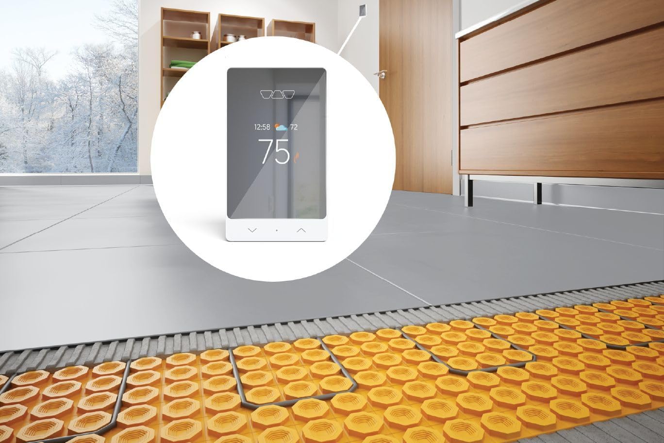 Schluter Ditra-Heat-E-RS1 Smart Thermostat with Floor Sensors, Energy Tracking, GFCI Protected - Ideal for Home Floor Heating - Mirror-Finish, App Control, Voice Assistant Compatible - DHERT105/BW - Image 4