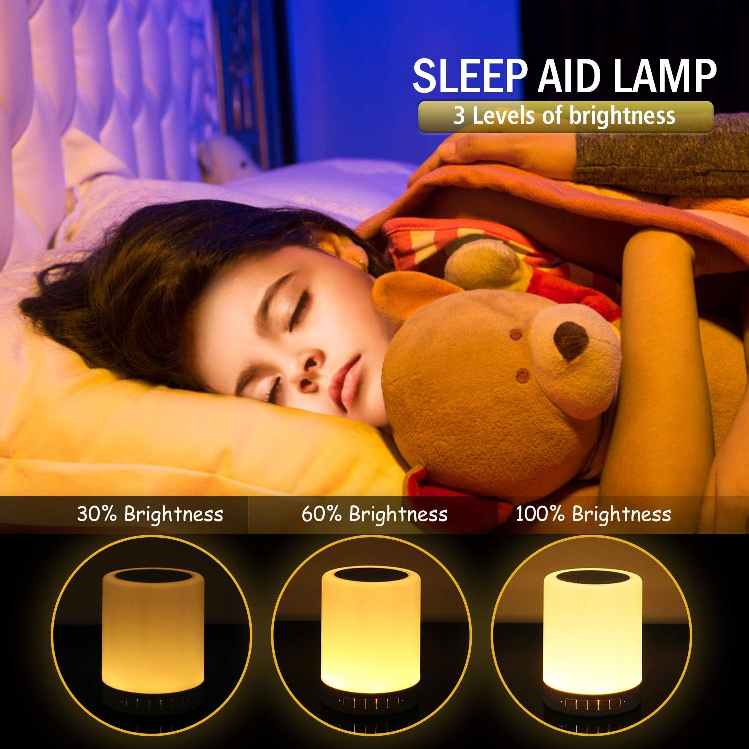 Night Light Portable Wireless Bluetooth Speaker RAGZAN Smart Touch Control Bedside Table Lamp with Colorful Led, Best Gift for Women Men Teens Kids Children Students Girlfriend Boyfriend - Image 3