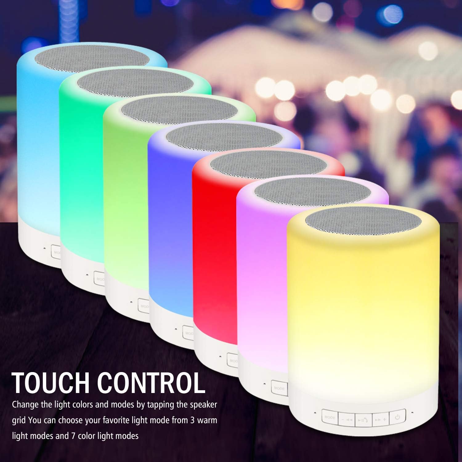 Night Light Portable Wireless Bluetooth Speaker RAGZAN Smart Touch Control Bedside Table Lamp with Colorful Led, Best Gift for Women Men Teens Kids Children Students Girlfriend Boyfriend - Image 5