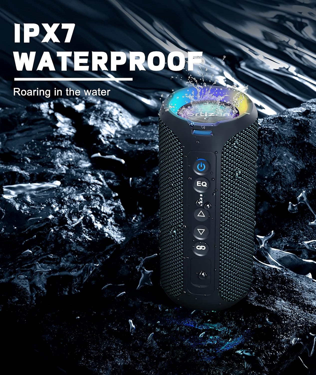 Ortizan Bluetooth Speaker, Portable Bluetooth Speaker, 40W Speakers Bluetooth Wireless with Led Light, 360° Strong bass Stereo, IPX7 Waterproof Bluetooth Speaker, 30H Playtime, Dual Pairing for Home - Image 4
