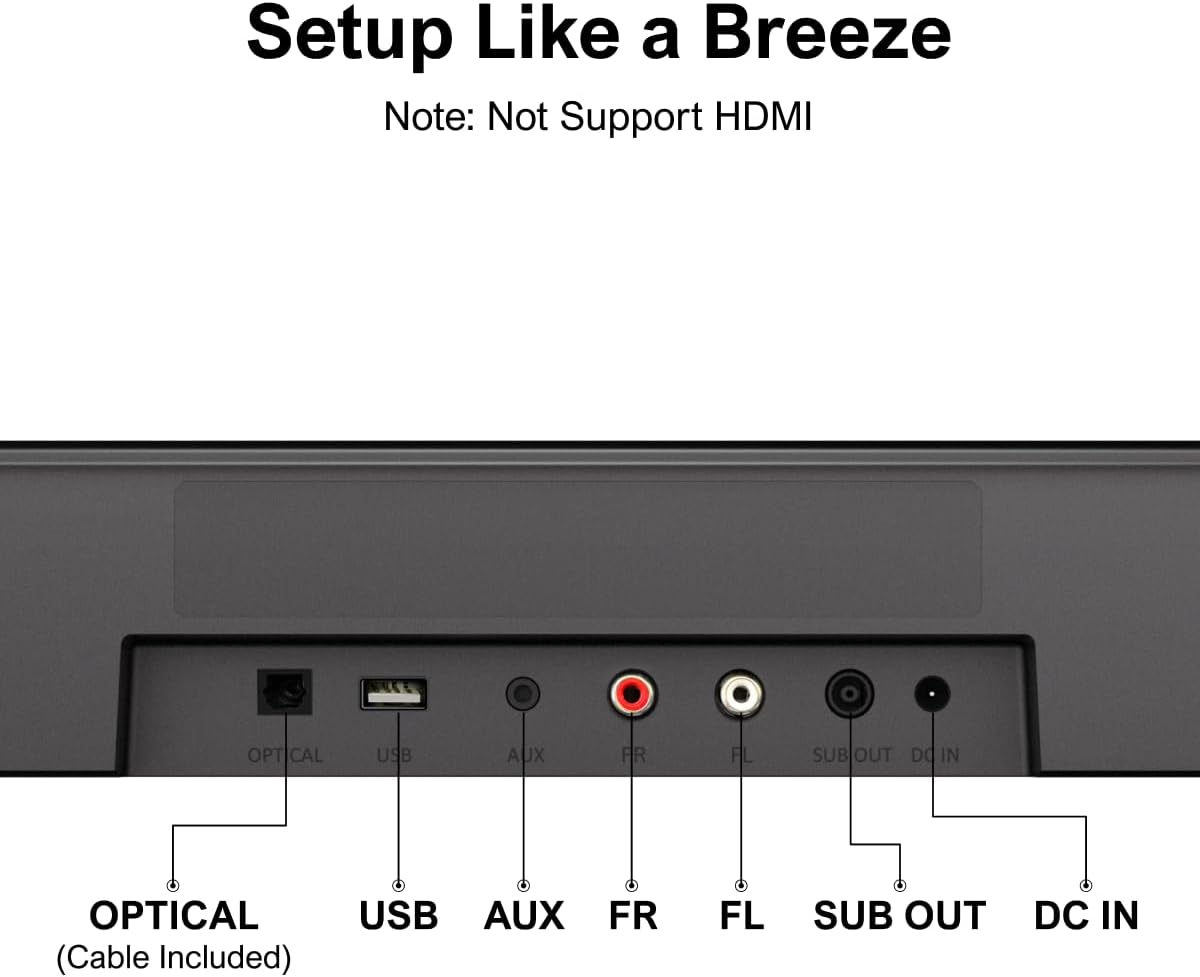 ULTIMEA 7.1ch Virtual Surround Sound Bar, Sound Bar for TV with 4 Surround Speakers, Surround Sound System for TV, App Control, TV Soundbar with Subwoofer, Opt/AUX/BT, Aura A40 (U2601) - Image 7