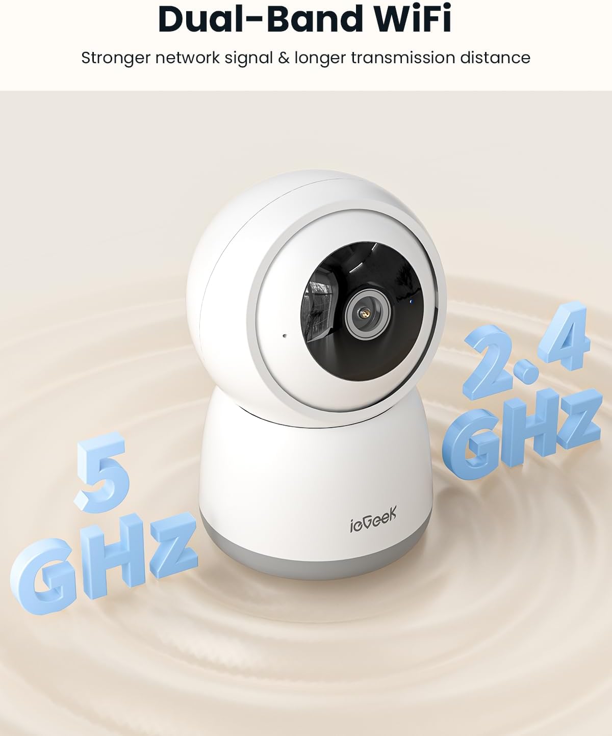 ieGeek 2K Indoor Security Camera, 5G/2.4G WiFi Pet Cameras for Home Security, 360° Dog Cam w/Auto Tracking, Smart Motion Detection, Phone App, Baby Monitor, 3MP Night Vision, Works with Alexa(2 Pack) - Image 4