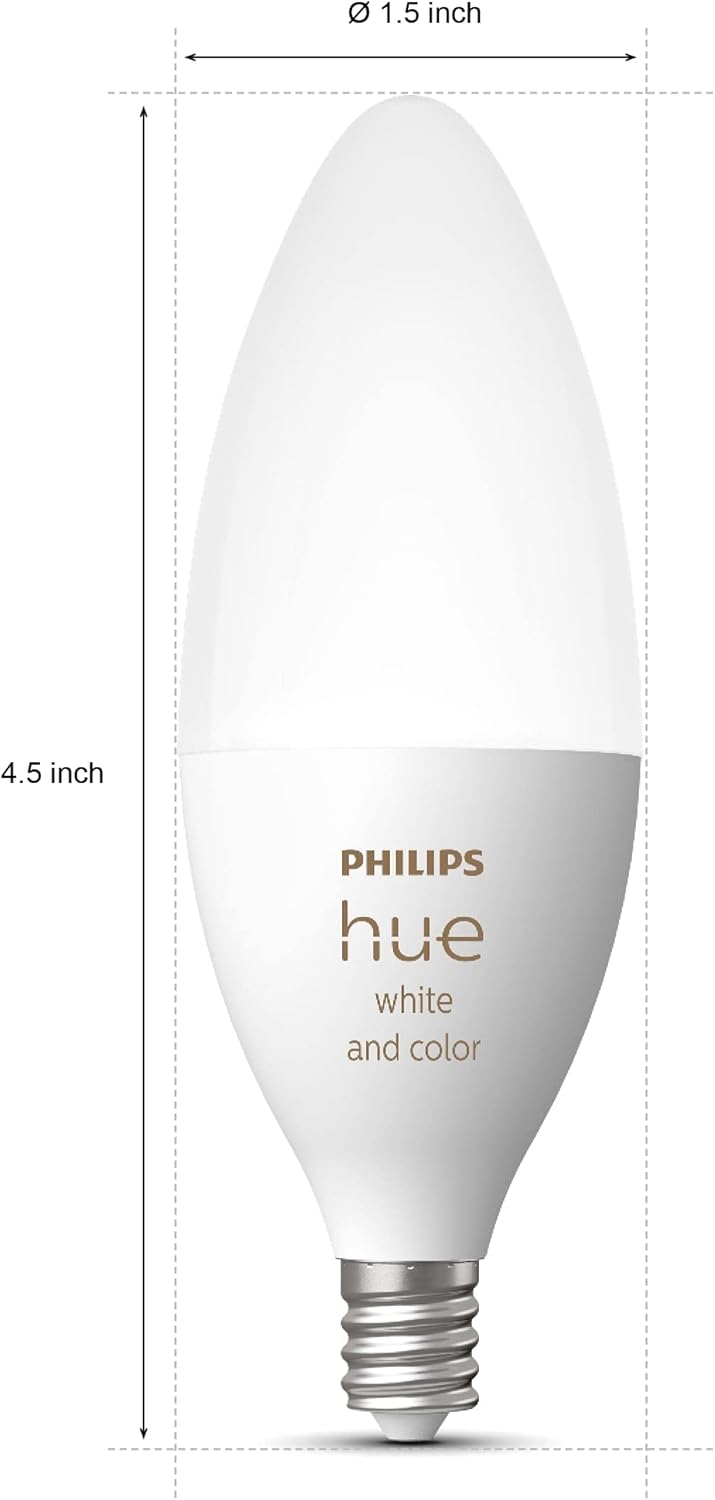 Philips Hue Smart 40W B39 Candle-Shaped LED Bulb - White and Color Ambiance Color-Changing Light - 1 Pack - 450LM - E12 - Control with Hue App - Works with Alexa, Google Assistant and Apple Homekit - Image 7