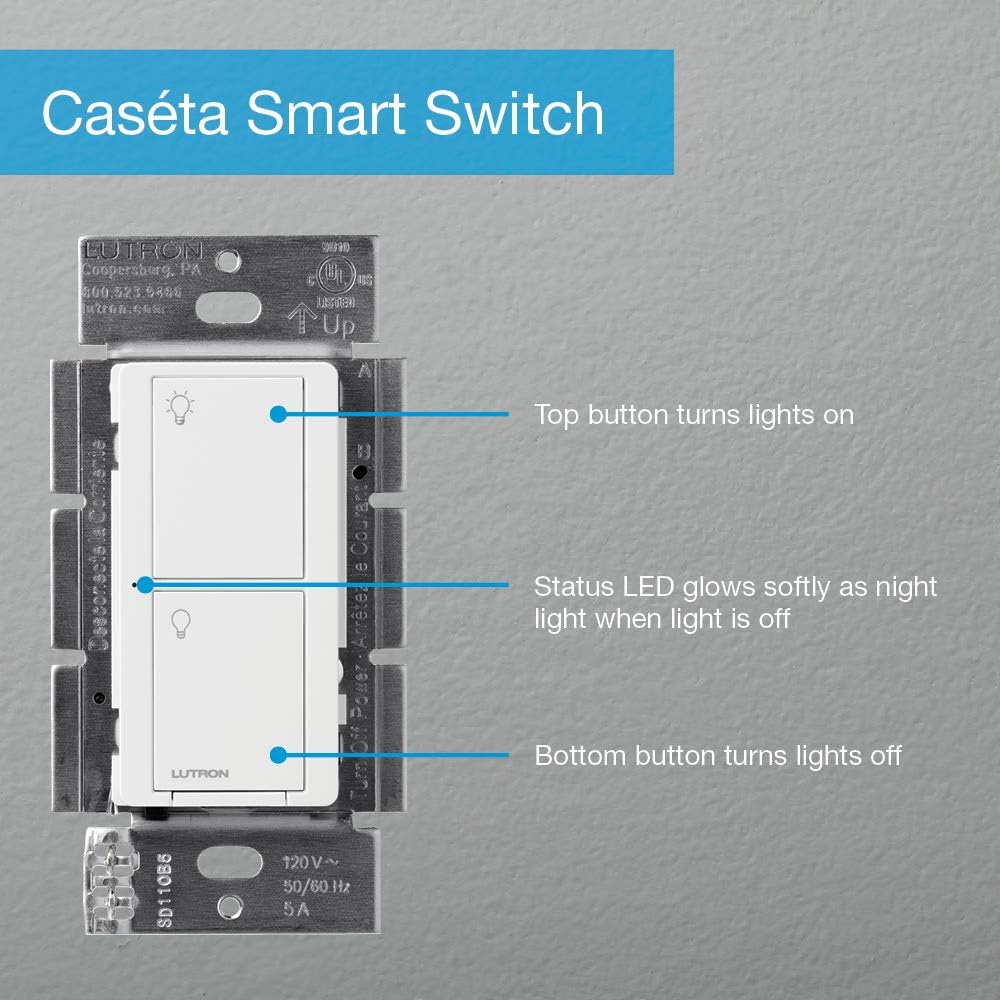 Lutron Caseta Original Smart Light Switch Kit w/Wall Plate and Smart Hub, Compatible w/Alexa, Apple Home, Google Home, Single-Pole/3 Way, 5 Amp, P-BDG-PKG1WS - Image 13