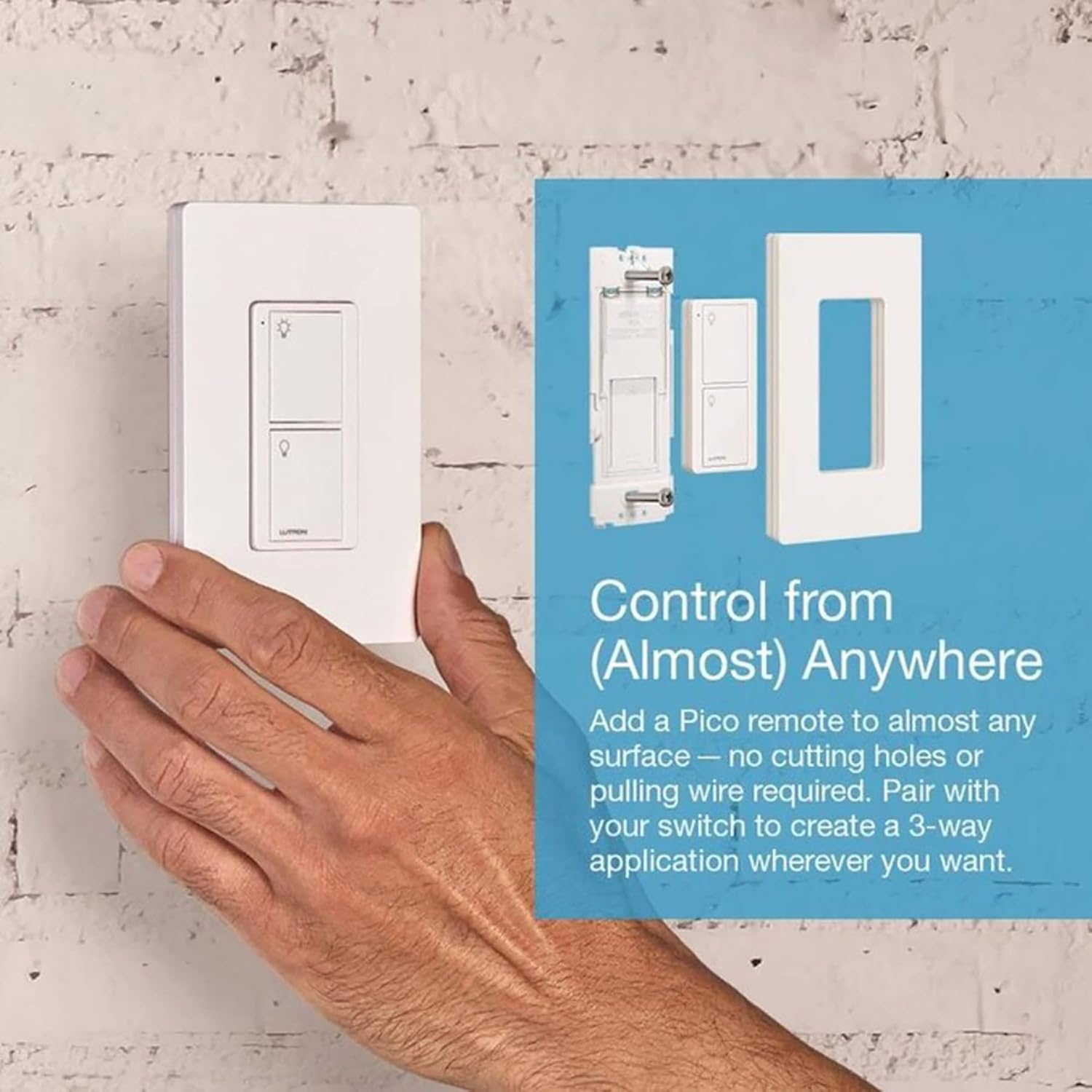 Lutron Caseta Original Smart Light Switch Kit w/Wall Plate and Smart Hub, Compatible w/Alexa, Apple Home, Google Home, Single-Pole/3 Way, 5 Amp, P-BDG-PKG1WS - Image 3
