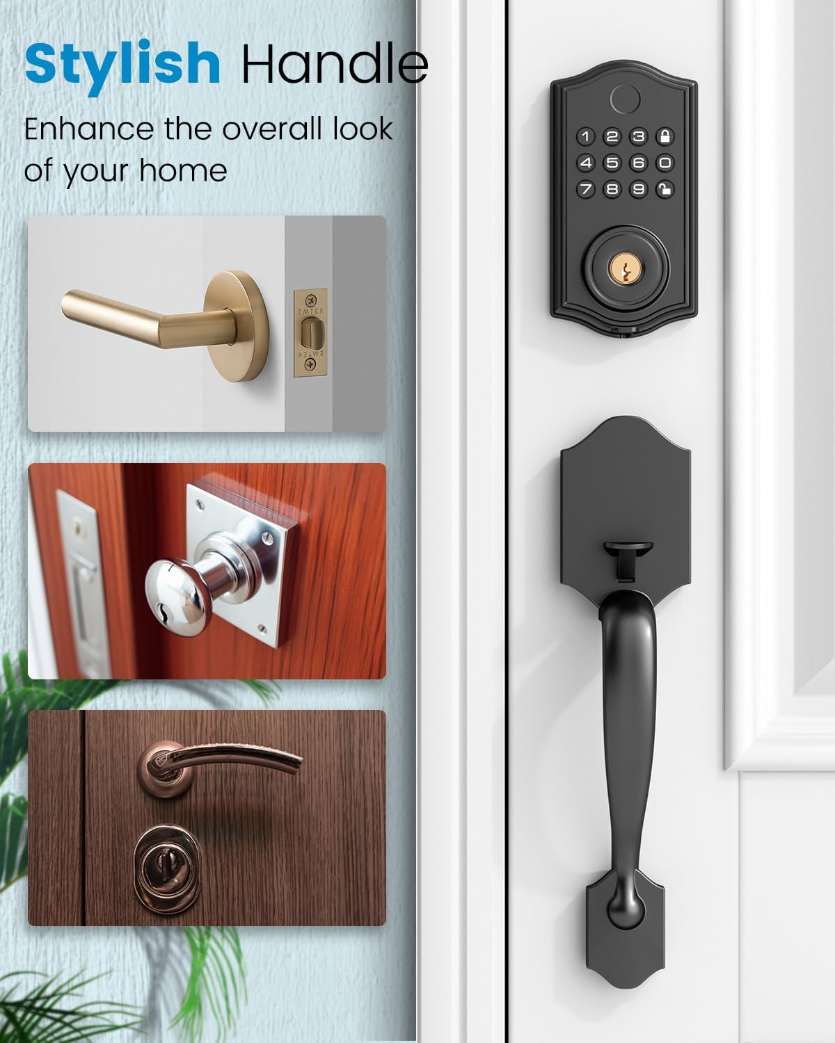 Leecici Fingerprint Door Lock Set, Keyless Entry Door Lock, Smart Locks for Front Door, Electronic Keypad Deadbolt Lock with Lever Handle, Bluetooth APP, Auto Lock, Code Door Lock, Easy to Install - Image 8