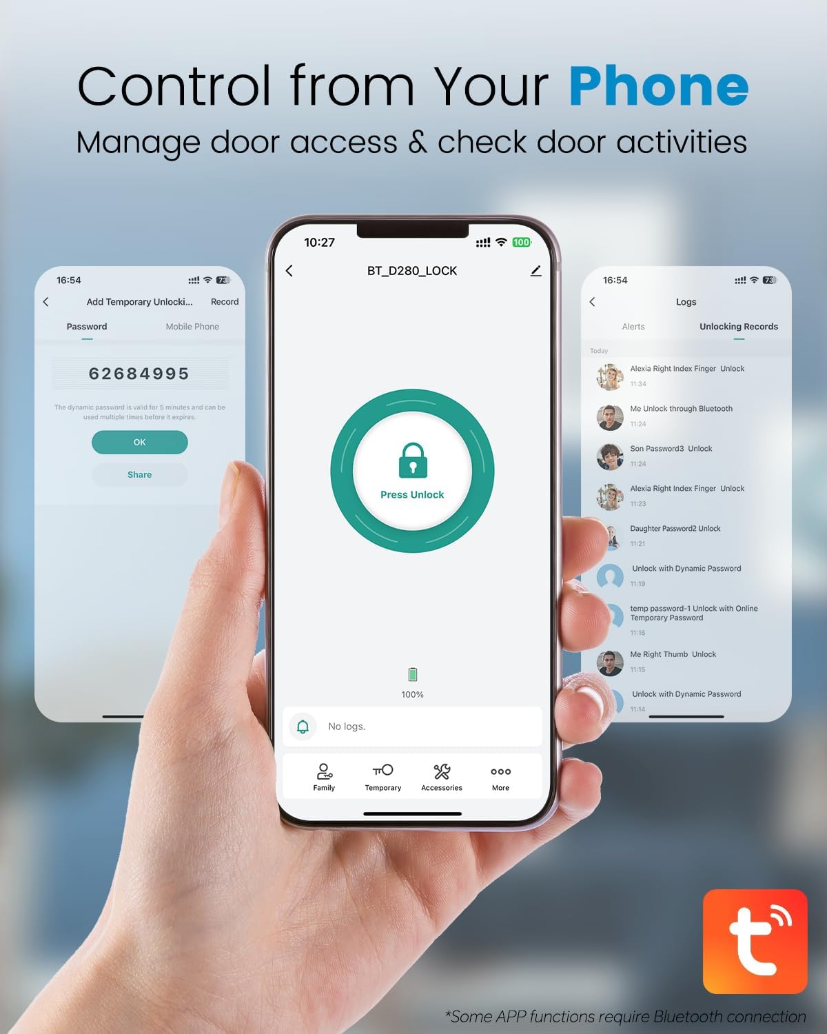 Leecici Fingerprint Door Lock Set, Keyless Entry Door Lock, Smart Locks for Front Door, Electronic Keypad Deadbolt Lock with Lever Handle, Bluetooth APP, Auto Lock, Code Door Lock, Easy to Install - Image 4