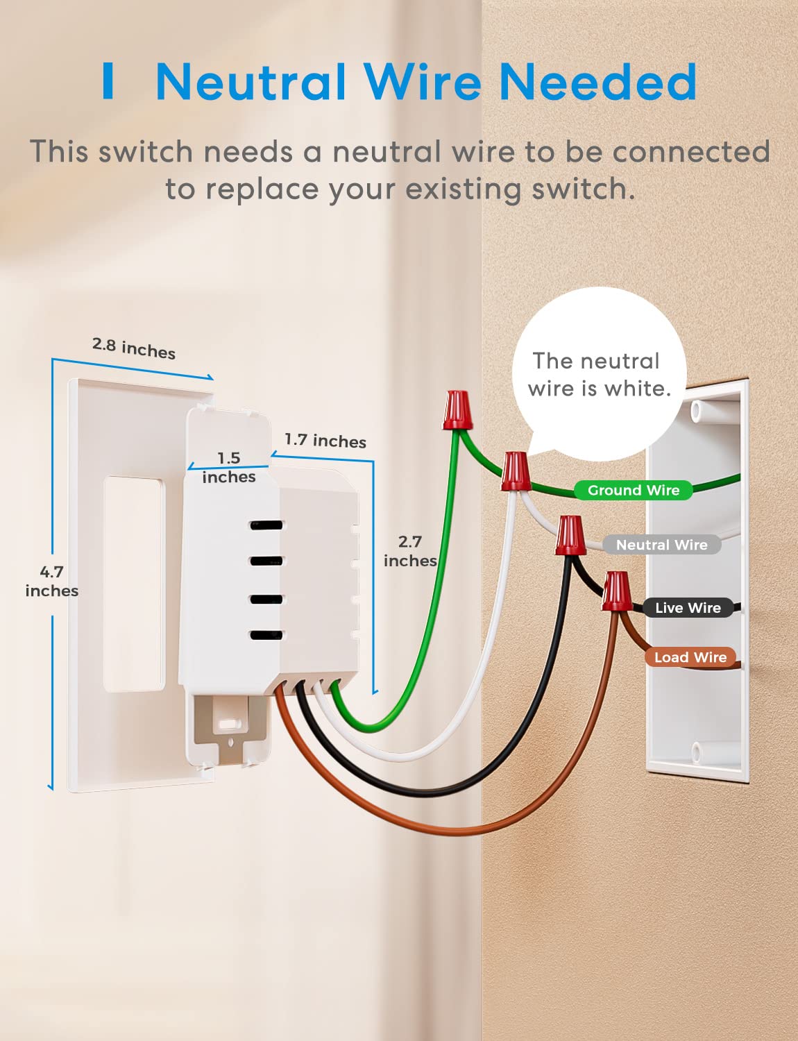meross Smart Dimmer Switch, Single Pole Switch for LED Light, Neutral Wire Required, Compatible with Alexa, Hey Google and SmartThings, 2.4GHz Wi-Fi, Remote and Voice Control, No Hub Required, 4 Pack - Image 3