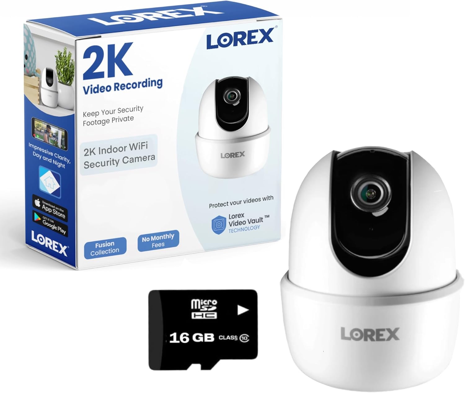Lorex Pan & Tilt Indoor Security Camera - Wireless 2K WiFi Camera with Person Detection, Two-Way Talk and Smart Home Compatibility (16GB MicroSD) - Image 2