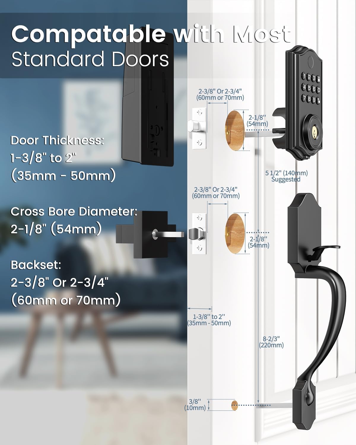 Leecici Fingerprint Door Lock Set, Keyless Entry Door Lock, Smart Locks for Front Door, Electronic Keypad Deadbolt Lock with Lever Handle, Bluetooth APP, Auto Lock, Code Door Lock, Easy to Install - Image 9
