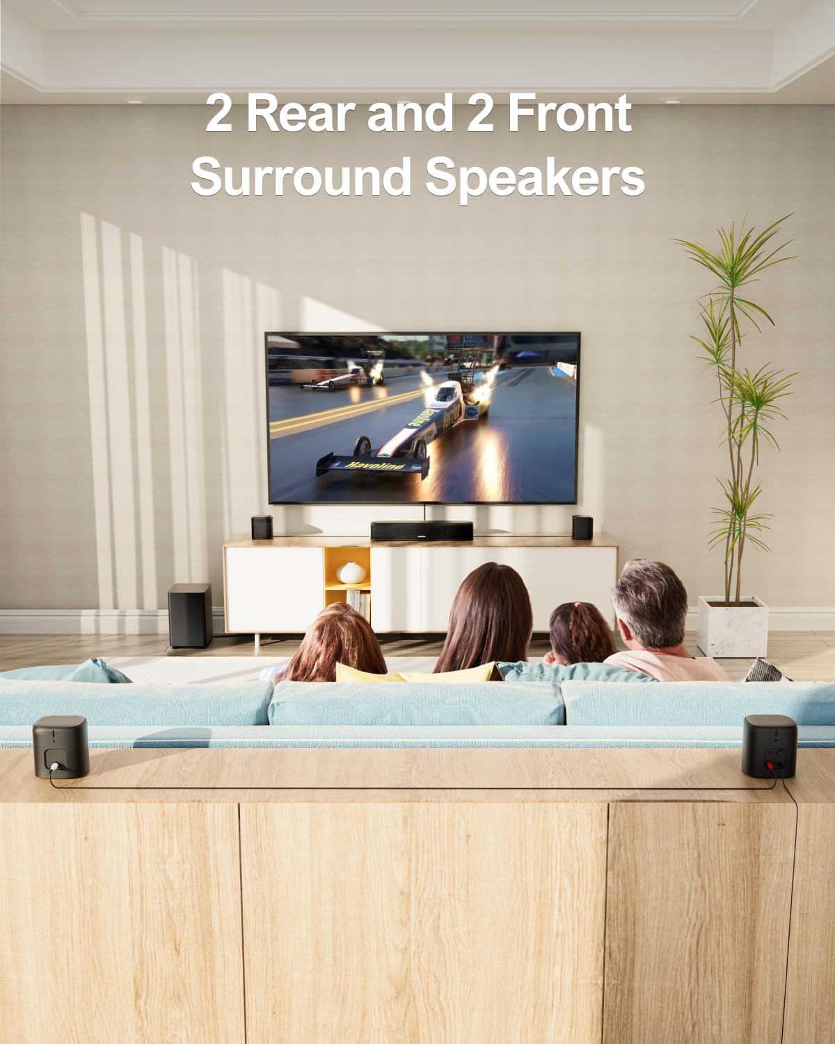 ULTIMEA 7.1ch Virtual Surround Sound Bar, Sound Bar for TV with 4 Surround Speakers, Surround Sound System for TV, App Control, TV Soundbar with Subwoofer, Opt/AUX/BT, Aura A40 (U2601) - Image 4
