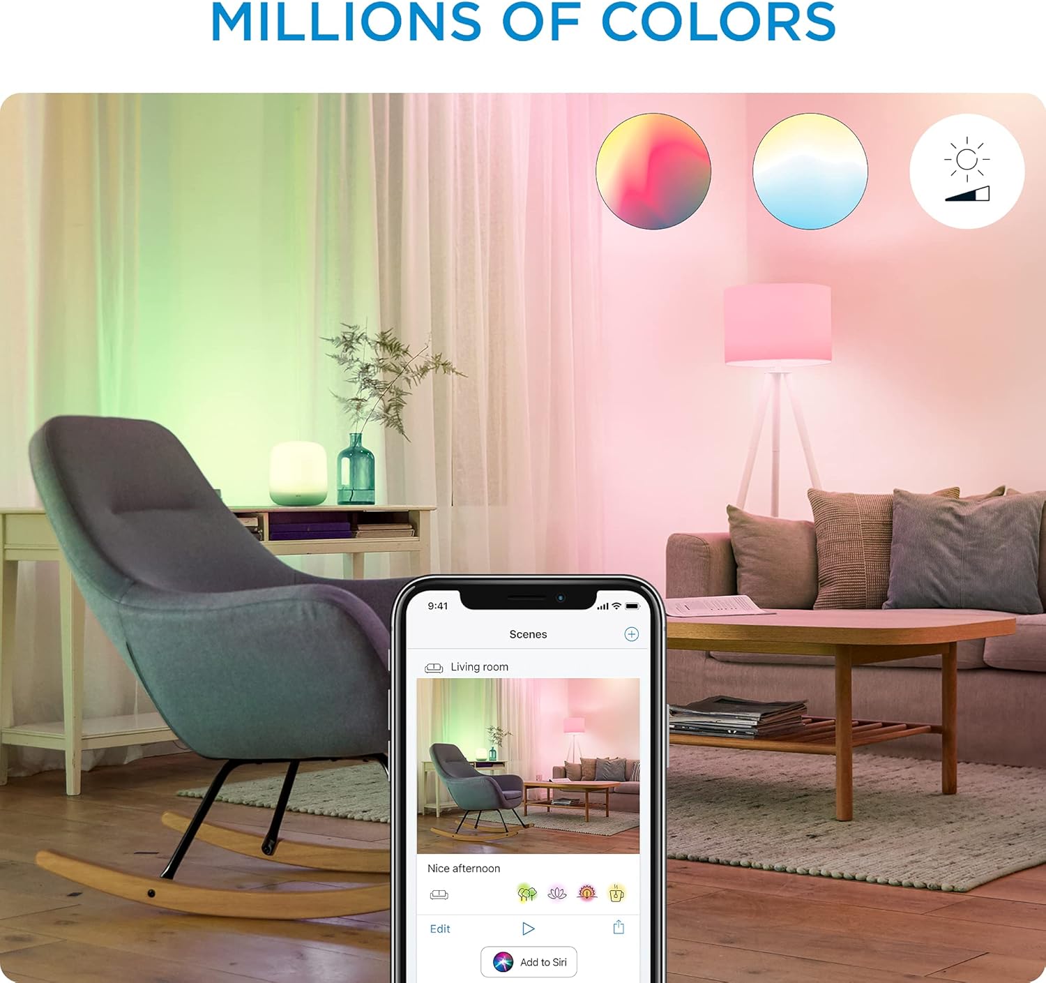 WiZ 100W A21 Frosted WiFi Full Color & Tunable White - Image 5