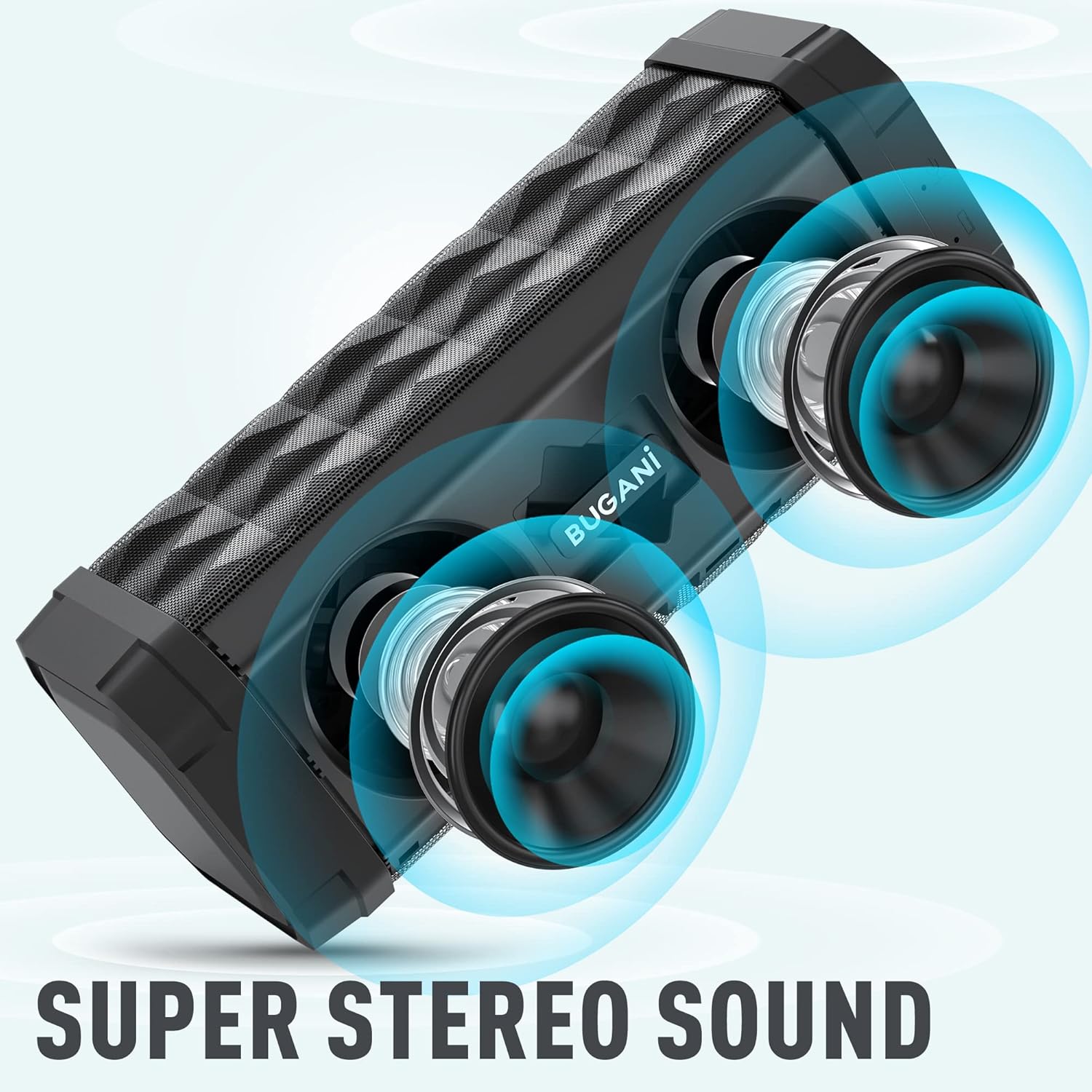 Bluetooth Speaker M99 Portable Speaker Bluetooth Wireless, Louder Volume, Stereo Sound, 24H Playtime, 100ft Connection Range, IPX5 Waterproof, Built-in Mic, Wireless Speaker for Home, Outdoor, Black - Image 4