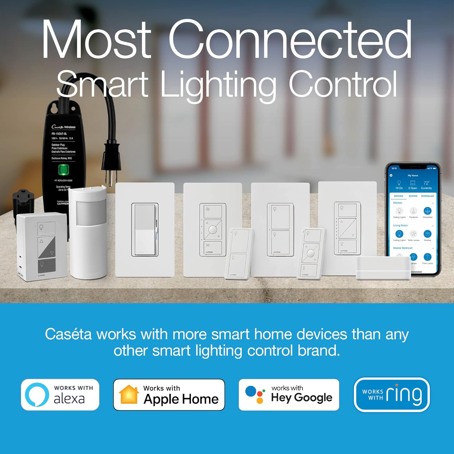 Lutron Caseta Original Smart Light Switch Kit w/Wall Plate and Smart Hub, Compatible w/Alexa, Apple Home, Google Home, Single-Pole/3 Way, 5 Amp, P-BDG-PKG1WS - Image 4