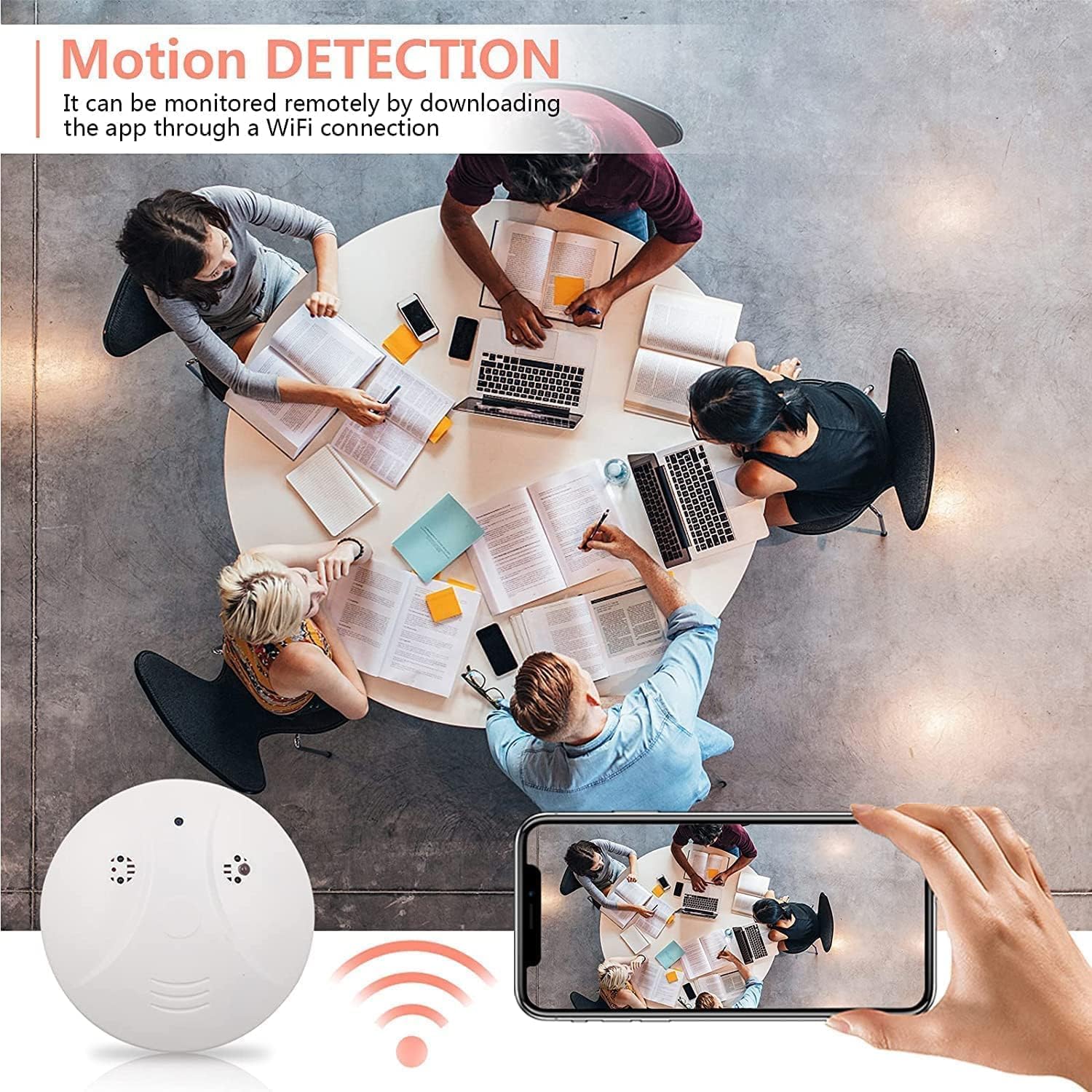 Hidden Camera Smoke Detector, No Audio, 1080P HD Nanny Cam WiFi (2.4G only) Remote View with Night Vision Motion Detection Indoor Security Monitoring - Image 4