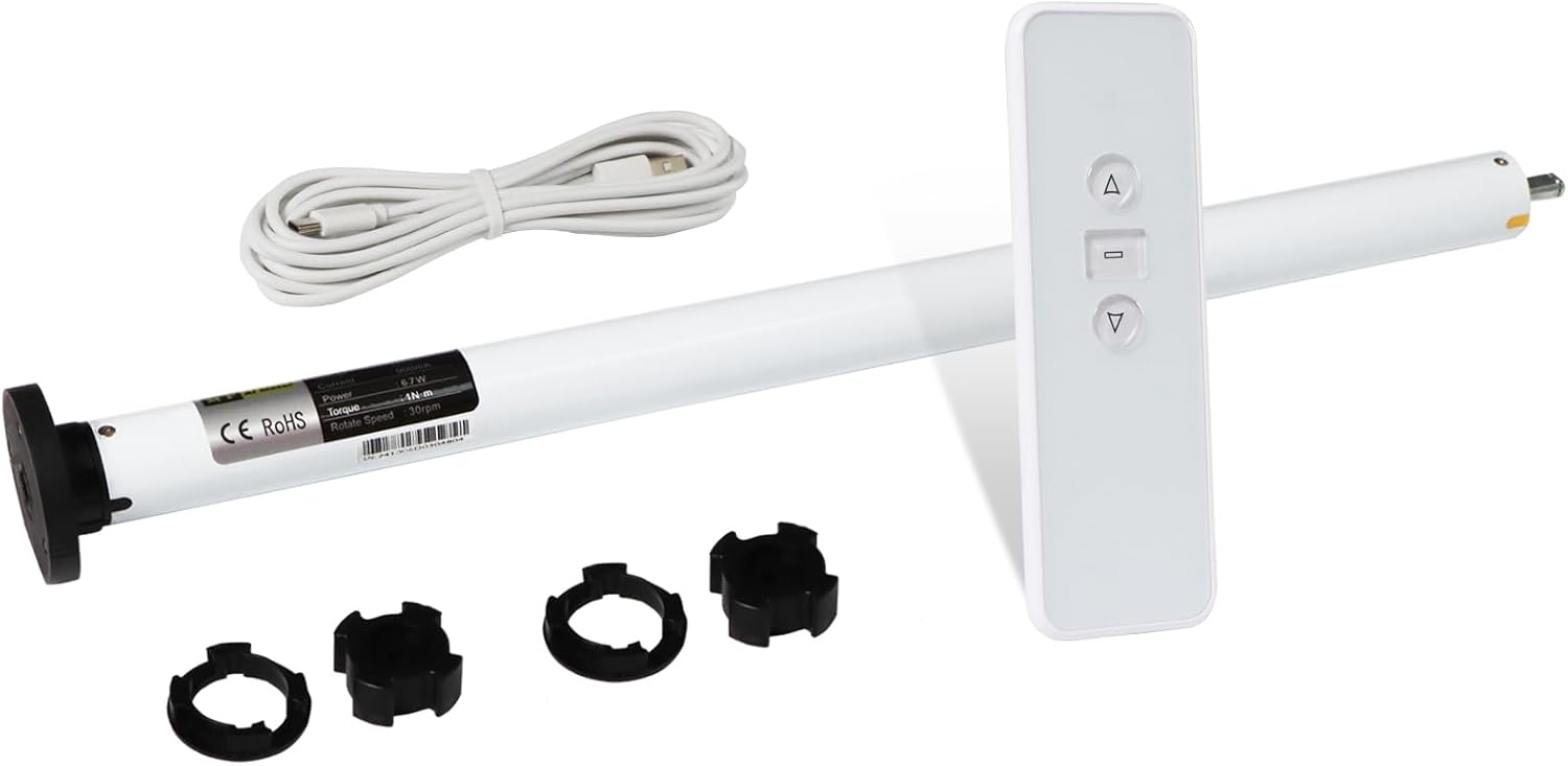MING CHEN Smart Tubular Motors for 1.4"(36mm) 1.5"(38mm) Shade Tube Rechargeable Motorized Blinds Motor and RF Remote Control for Windows Shade Work with Alexa Google via HUB (2 Driver Crowns) - Image 2
