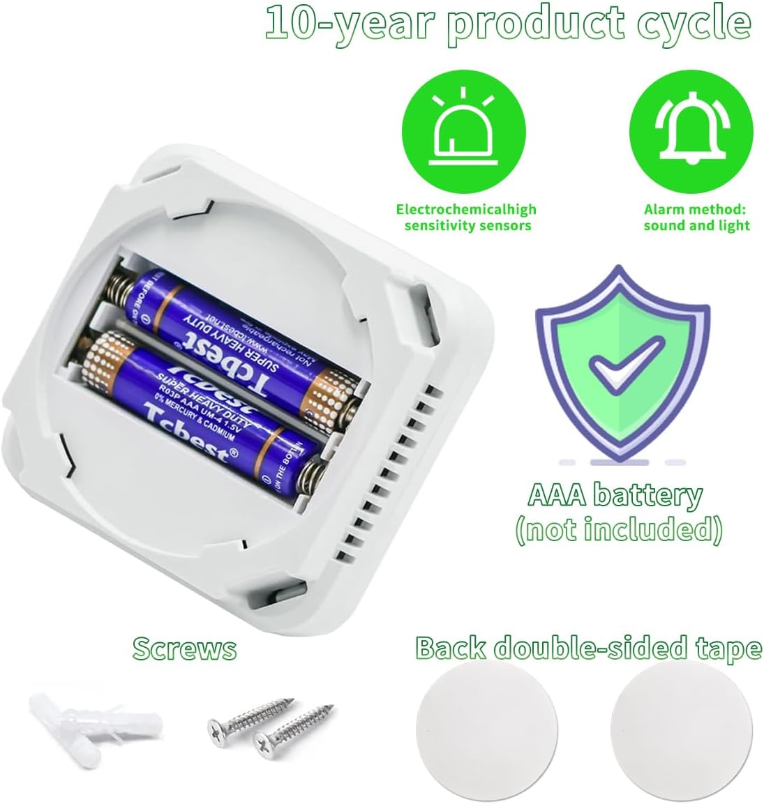 Mini Portable Carbon Monoxide Detector | LCD Digital Display and Buzzer Alarm,Electrochemical Sensors That Comply with UL2034 Home Safety Standards|Suitable for Outdoor Camping,Travel,Car and Home (2) - Image 5