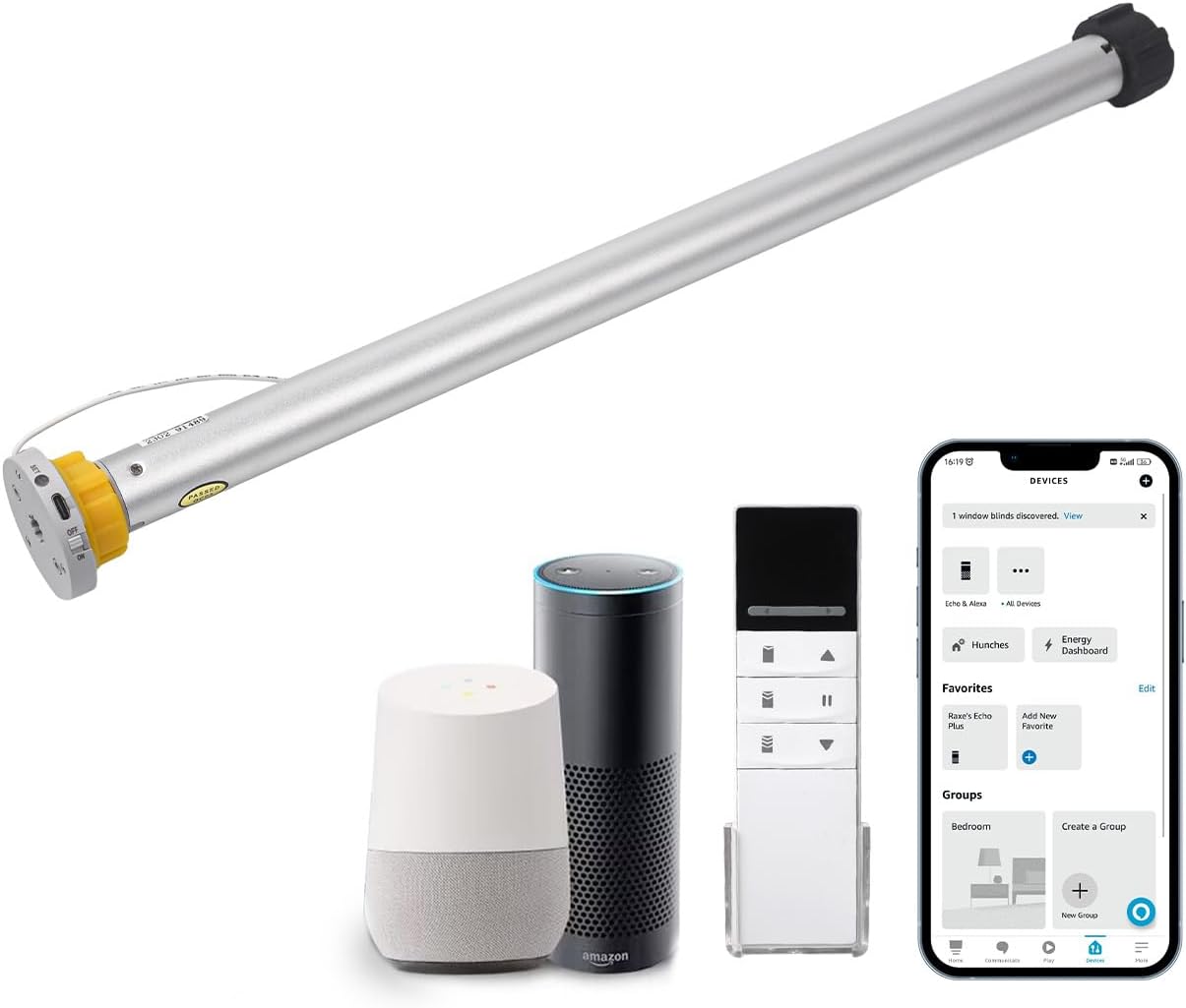 Zigbee Rechargeable Roller Blinds Motor for 38mm/45mm Tube, Motorized Window Shades Compatible with Alexa Directly, No Gateway Needed - Image 2
