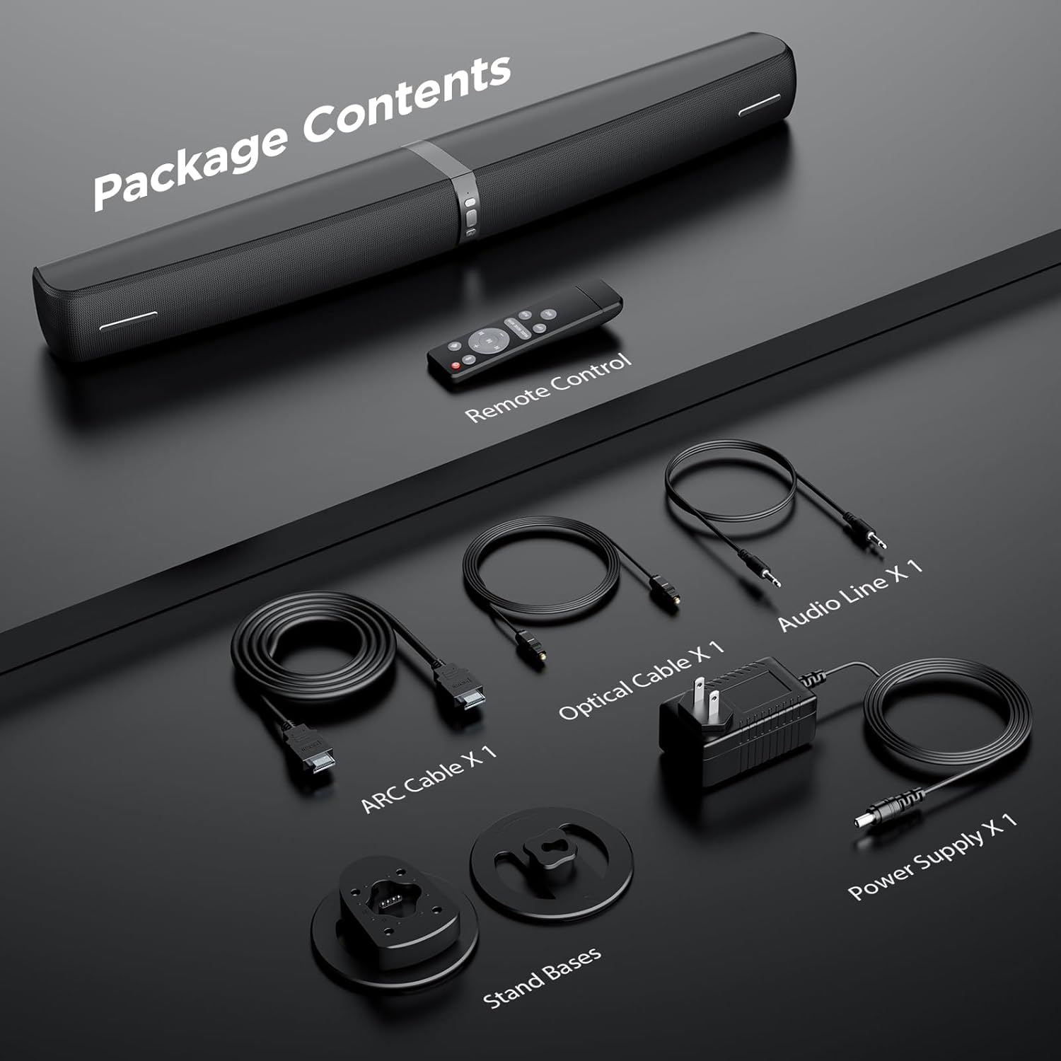 Assistrust Sound Bar for Smart TV,90W Soundbar with Bluetooth/ARC/Optical/AUX Connect, Auto Volume Boost, 3 Customizable Equalizer Modes, 2 in 1 Detachable Soundbar for TV/PC/Gaming/Projectors - Image 9