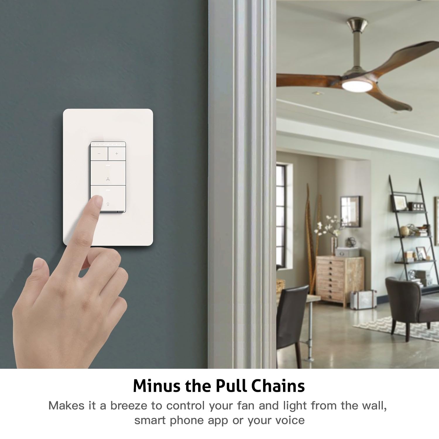 TREATLIFE Smart Ceiling Fan Control and Dimmer Light Switch, Neutral Wire Needed, Single Pole 2.4GHz WiFi Fan and Light Switch Combo, Works with Alexa, Google Home and SmartThings, Remote Control - Image 7