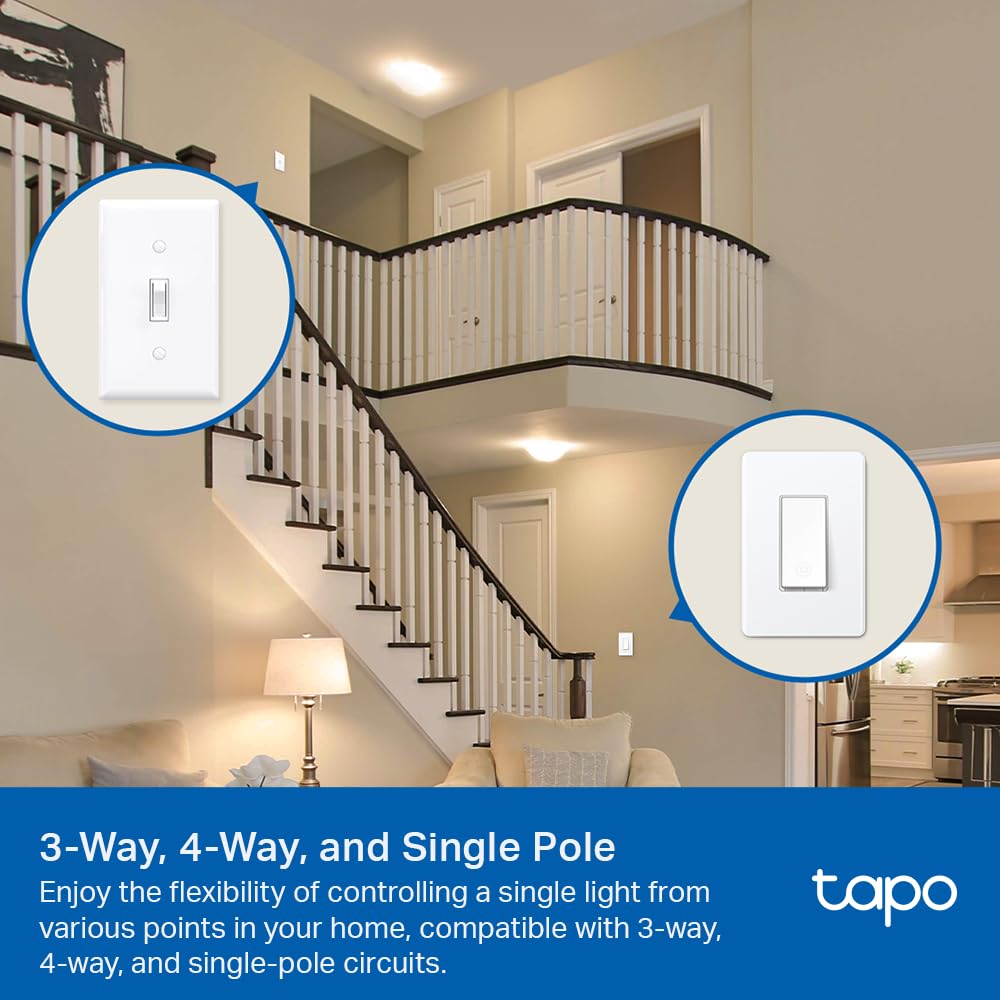 TP-Link Tapo Smart Switch, Single-Pole/3-Way/4-Way, Matter Compatible, Energy Monitoring, Neutral Wire Required, Works with Alexa, Siri, Google Home, SmartThings, UL Certified, 2.4GHZ Wi-Fi, Tapo S515 - Image 4