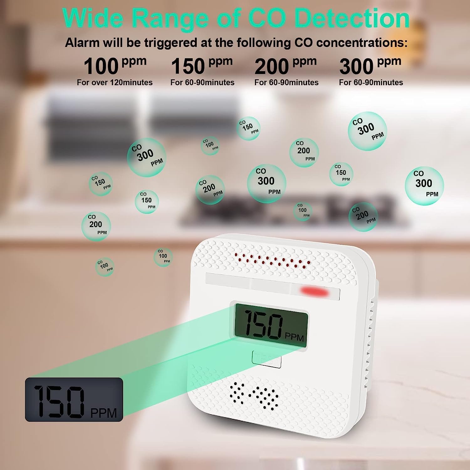 Mini Portable Carbon Monoxide Detector | LCD Digital Display and Buzzer Alarm,Electrochemical Sensors That Comply with UL2034 Home Safety Standards|Suitable for Outdoor Camping,Travel,Car and Home (2) - Image 9