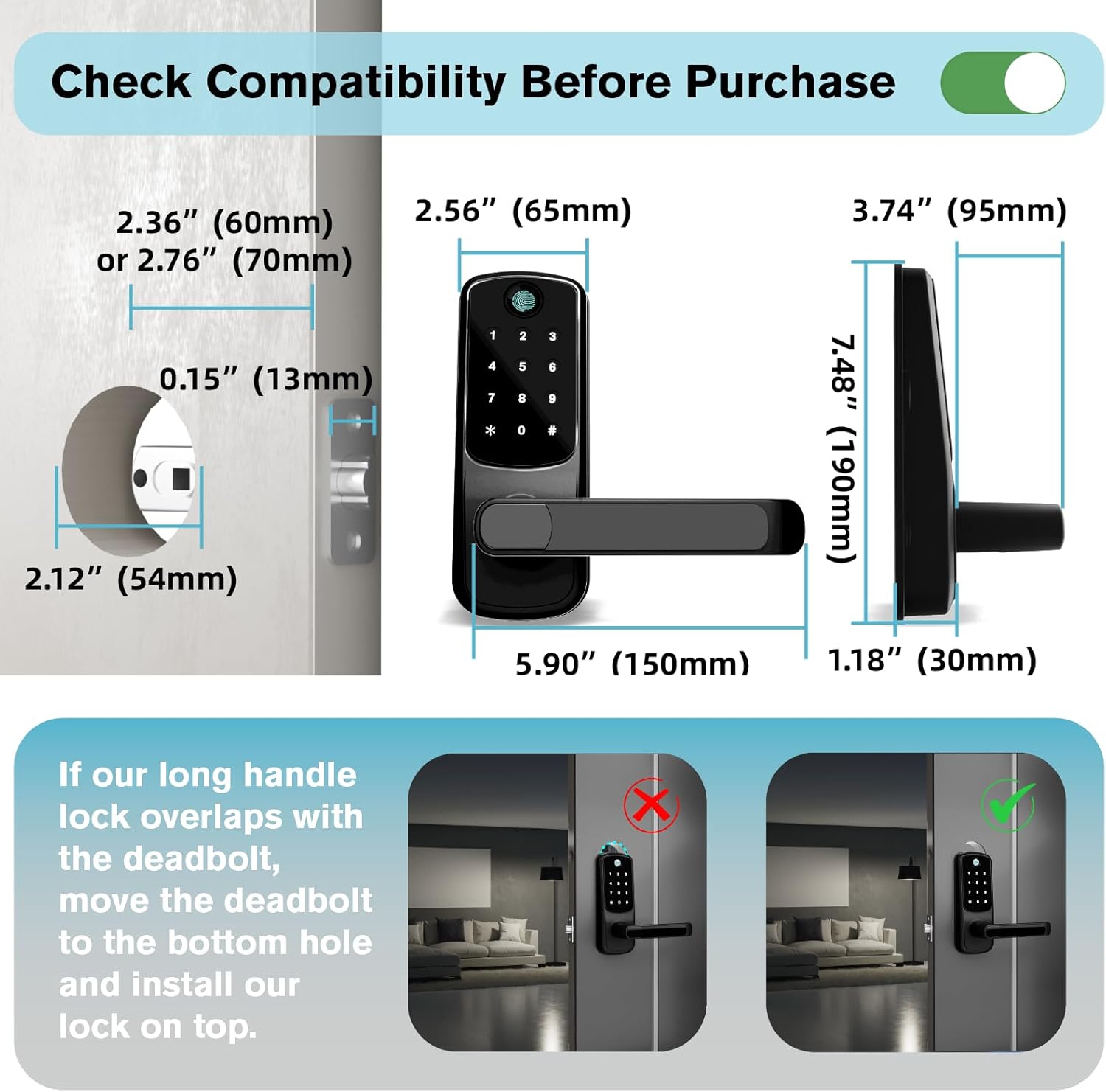 Smart Door Handle Lock with Keypad:Sifely Fingerprint Lock - Keyless Entry Door Lock for Front Door - Digital WiFi Door Lock with APP - Genarate Passcode Remotely - Image 6