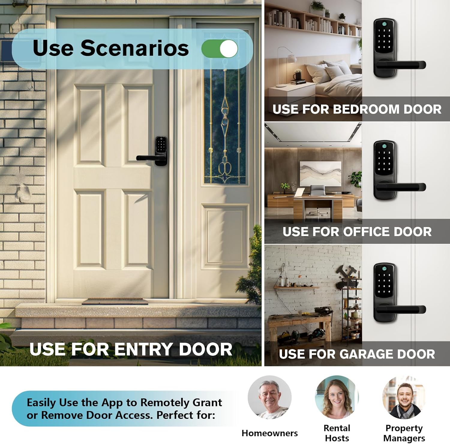 Smart Door Handle Lock with Keypad:Sifely Fingerprint Lock - Keyless Entry Door Lock for Front Door - Digital WiFi Door Lock with APP - Genarate Passcode Remotely - Image 5