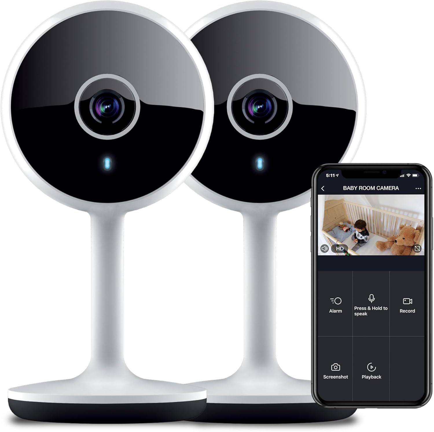 Geeni Vivid Indoor Smart Wi-Fi Camera, 1080p HD Surveillance with 2-Way Talk and Motion Detection, Compatible with Alexa and Google Assistant, No Hub Required (2 Pack) - Image 2