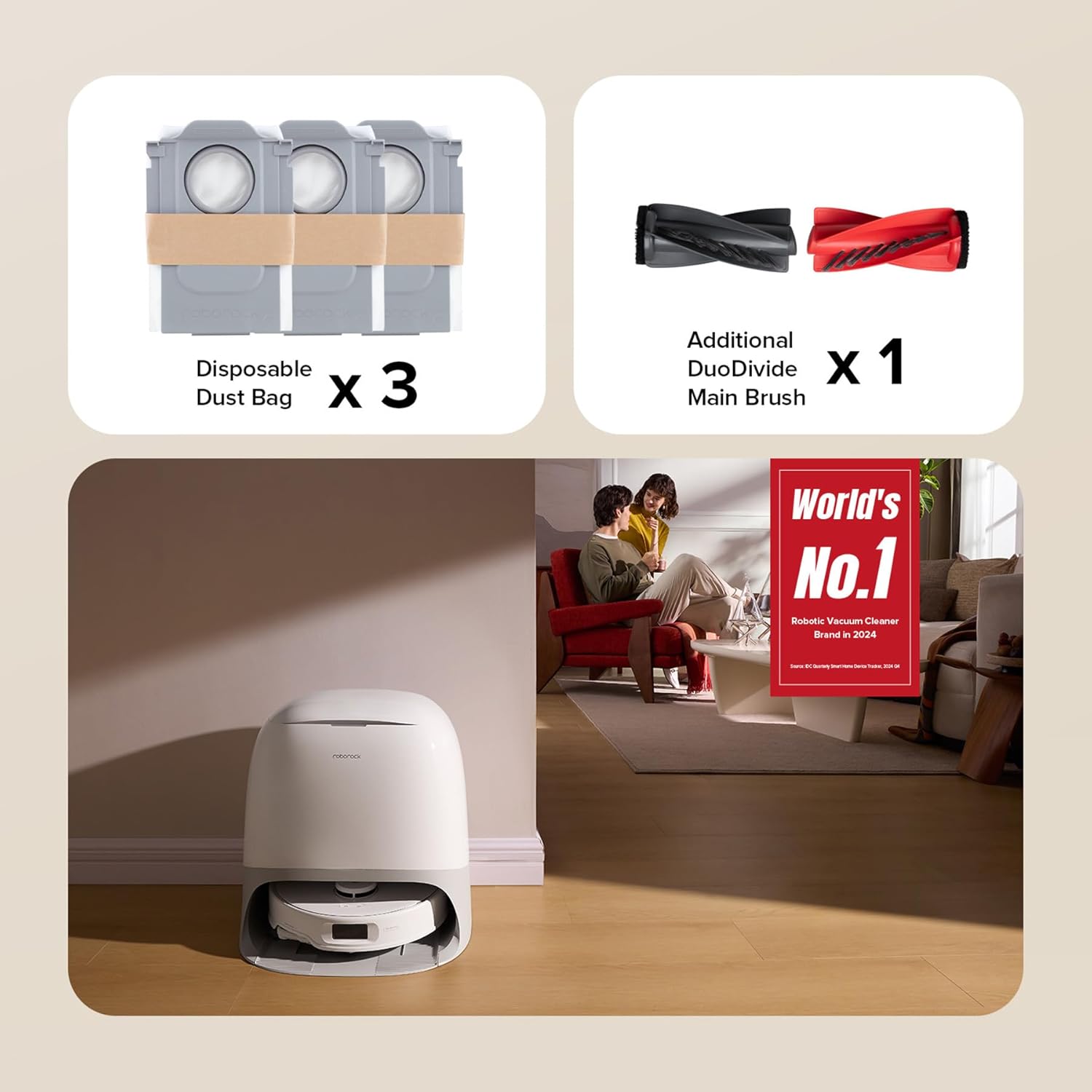 roborock Qrevo Curv S5X Robot Vacuum and Mop, 18500Pa Suction, Zero-Tangling Design, FlexiArm Side Brush & Mop, Smart Obstacle Avoidance, Self-Washing & Drying, Self-Emptying, Perfect for Carpet - Image 10