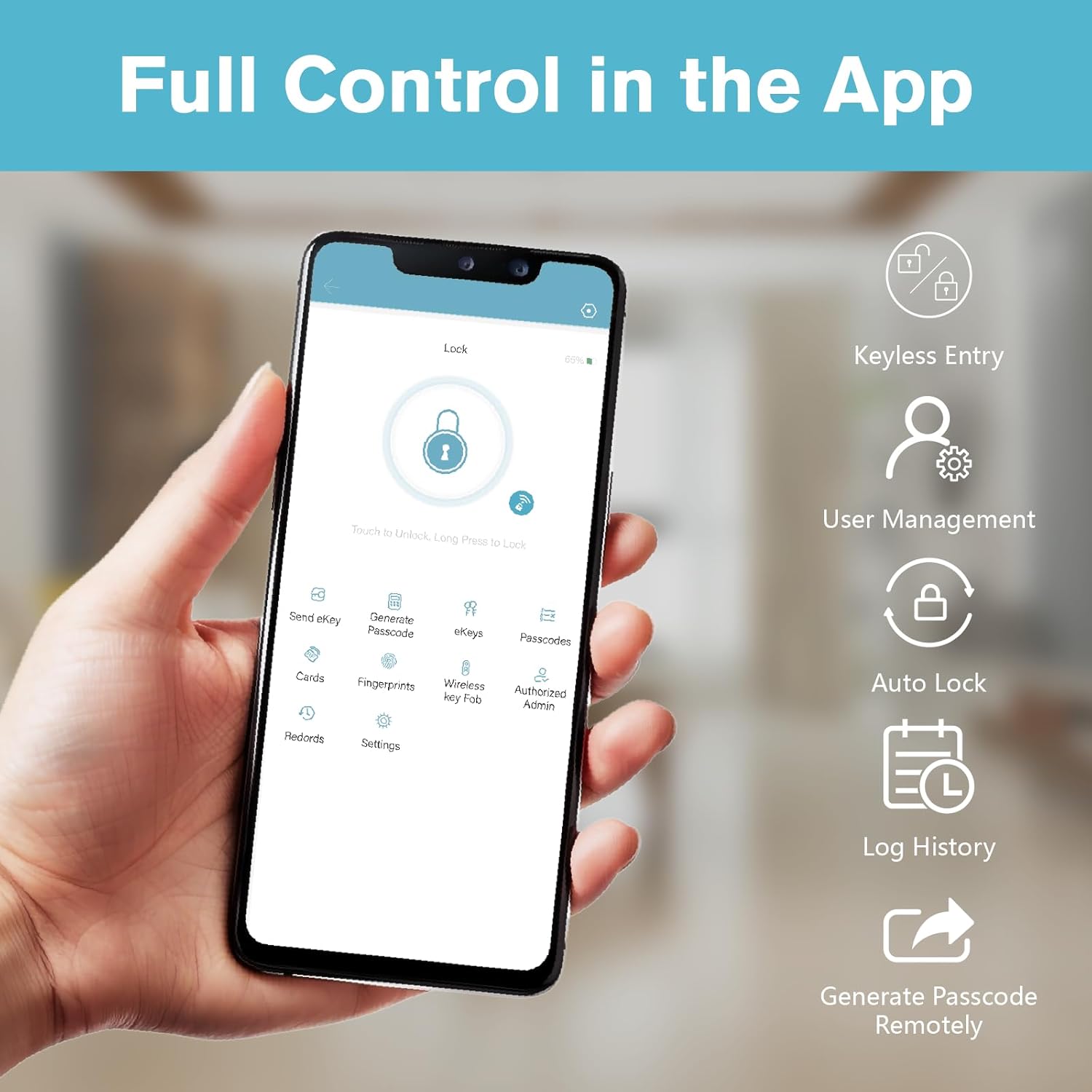 Smart Door Handle Lock with Keypad:Sifely Fingerprint Lock - Keyless Entry Door Lock for Front Door - Digital WiFi Door Lock with APP - Genarate Passcode Remotely - Image 7