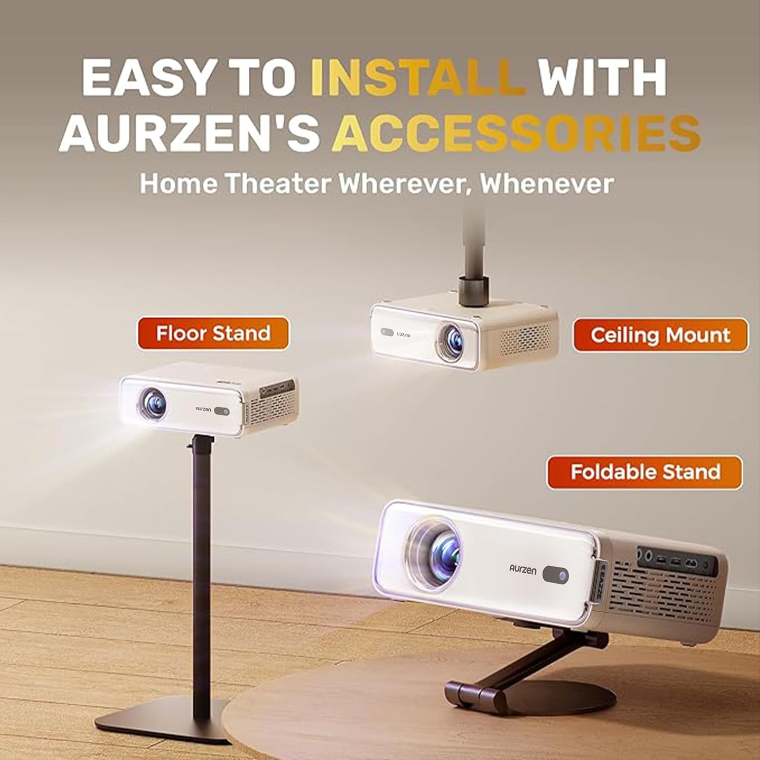 Netflix-Officially Projector, Aurzen Eazze D1 4K Supported Smart Projector with HDR10, DoIby Audio, Auto Focus, WiFi Bluetooth Portable Projecteur for Outdoor, White - Image 7