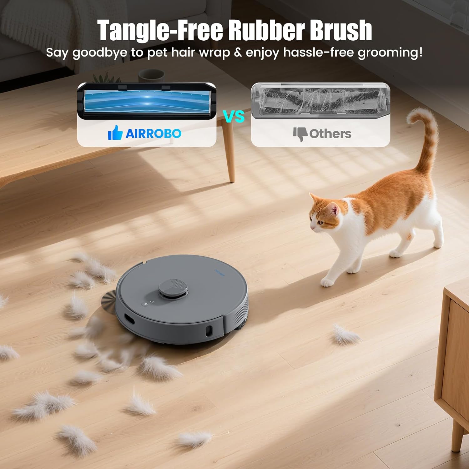 AIRROBO T25+ Robot Vacuums and Mop Combo,5500Pa Powerful Suction, Self-Emptying,60-Day Capacity, 240 Mins, Smart APP Control, Multi-Floor Mapping,Perfect for Hard Floors, Carpets, and Pet Hair - Image 4
