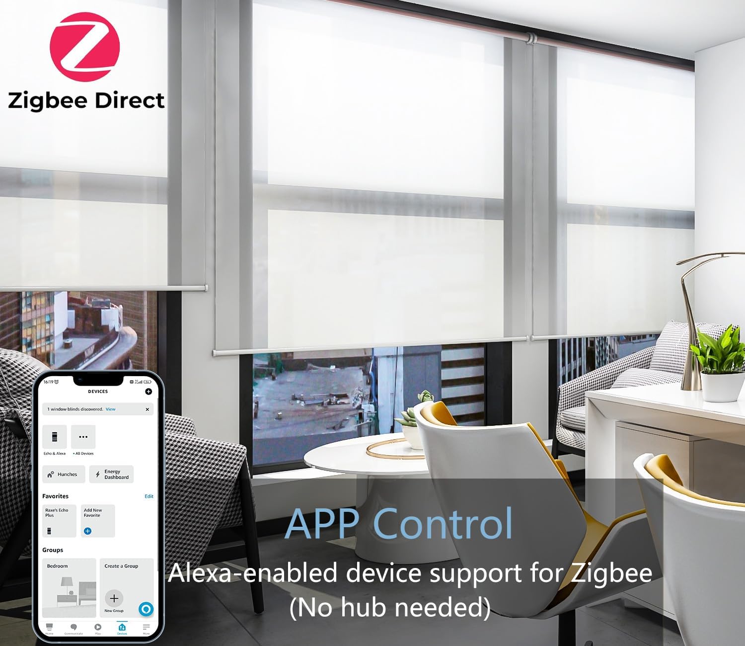 Zigbee Rechargeable Roller Blinds Motor for 38mm/45mm Tube, Motorized Window Shades Compatible with Alexa Directly, No Gateway Needed - Image 3