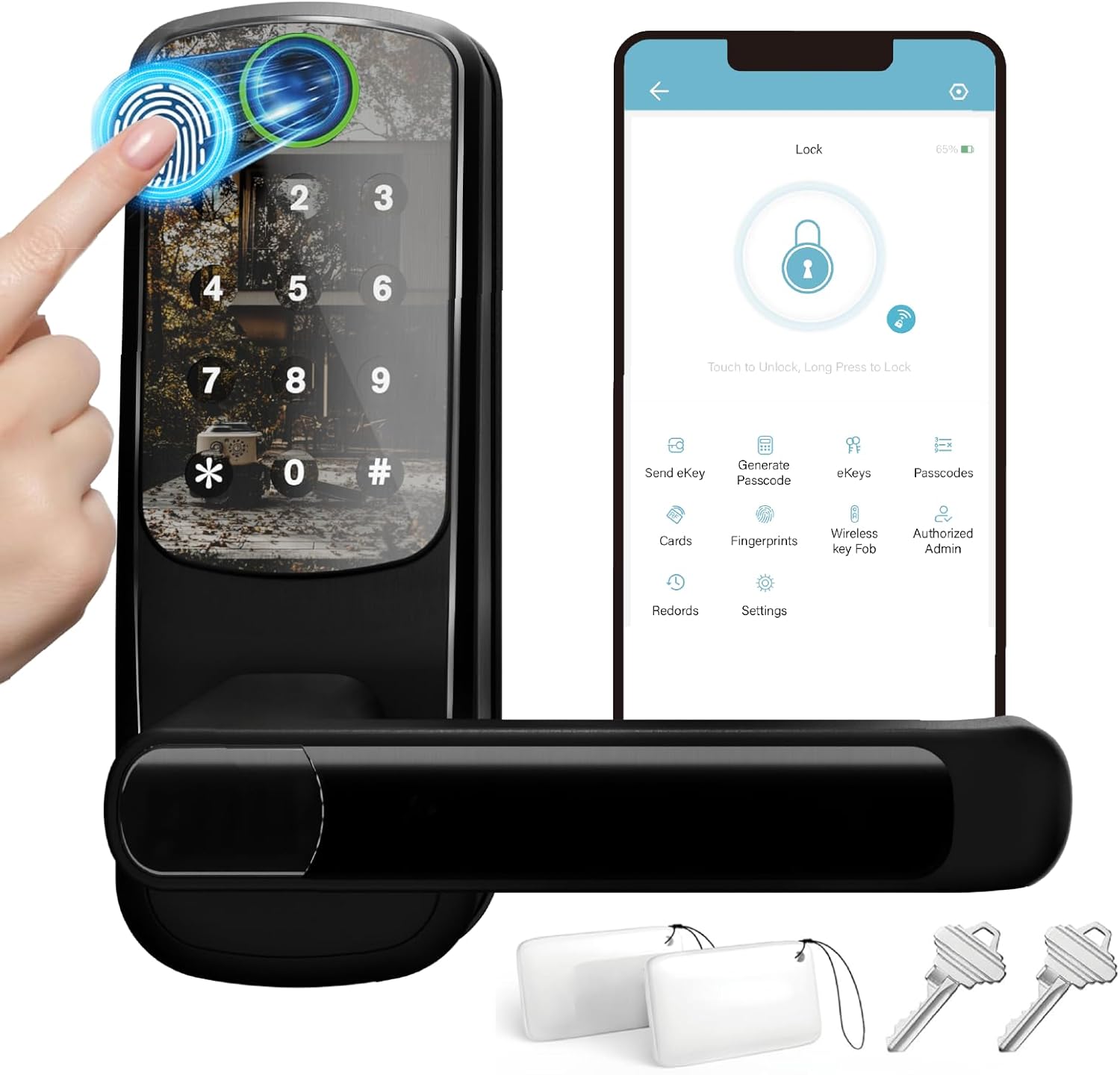 Smart Door Handle Lock with Keypad:Sifely Fingerprint Lock - Keyless Entry Door Lock for Front Door - Digital WiFi Door Lock with APP - Genarate Passcode Remotely - Image 2