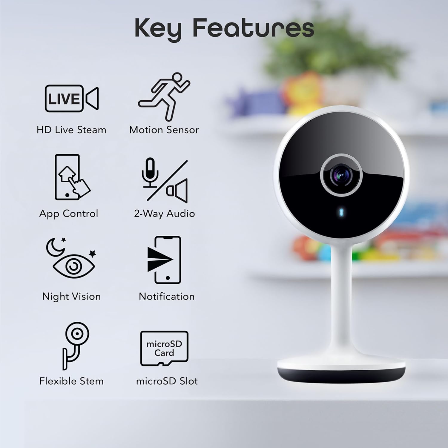 Geeni Vivid Indoor Smart Wi-Fi Camera, 1080p HD Surveillance with 2-Way Talk and Motion Detection, Compatible with Alexa and Google Assistant, No Hub Required (2 Pack) - Image 3