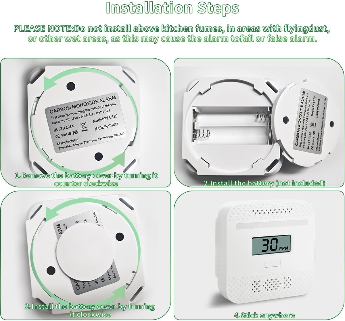Mini Portable Carbon Monoxide Detector | LCD Digital Display and Buzzer Alarm,Electrochemical Sensors That Comply with UL2034 Home Safety Standards|Suitable for Outdoor Camping,Travel,Car and Home (2) - Image 6