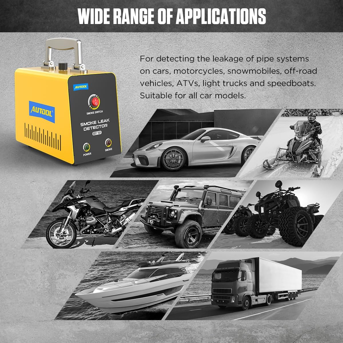 Smoke Machine Leak Detector,Evap Vacuum Smoke Diagnostic Tester,Pipeline Fuel Leakage Detector Compatible with 12V Cars, Trucks, Motorcycle, ATV, Boats, Snowmobiles - Image 3