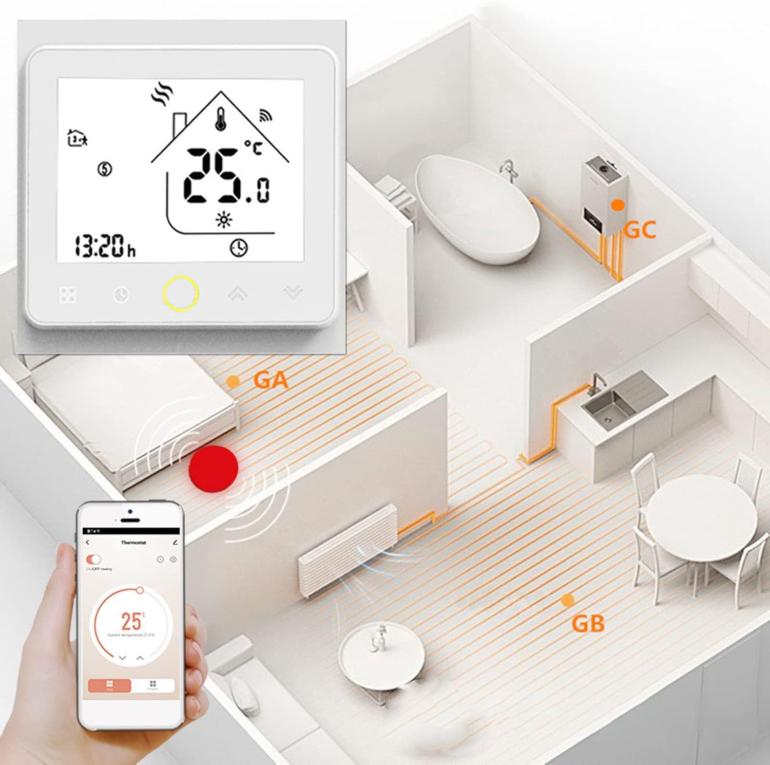 Smart Thermostat, Zigbee Smart Digital Thermostat Voice Control for Living Rooms for Water Heating - Image 4