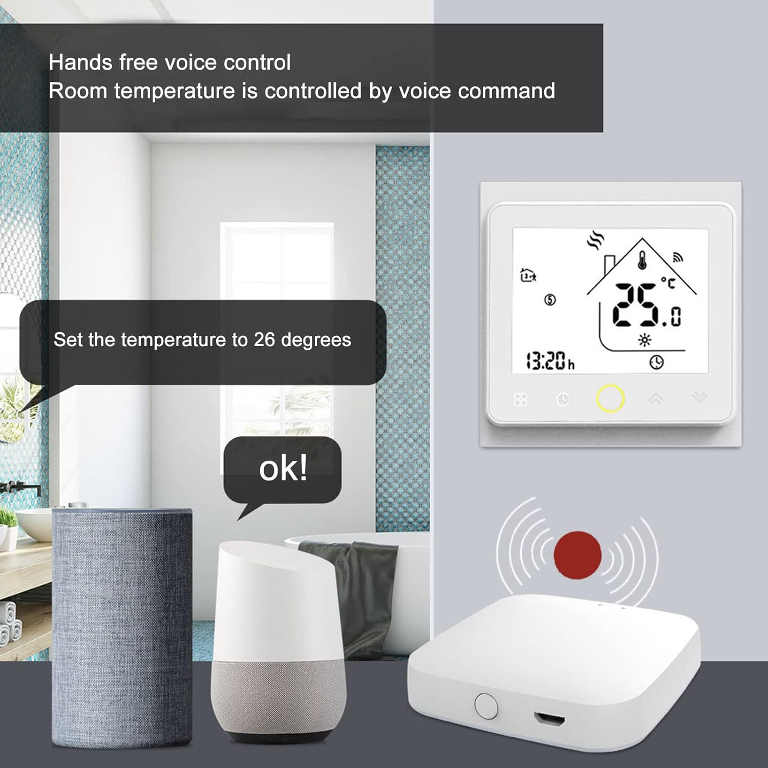 Smart Thermostat, Zigbee Smart Digital Thermostat Voice Control for Living Rooms for Water Heating - Image 6