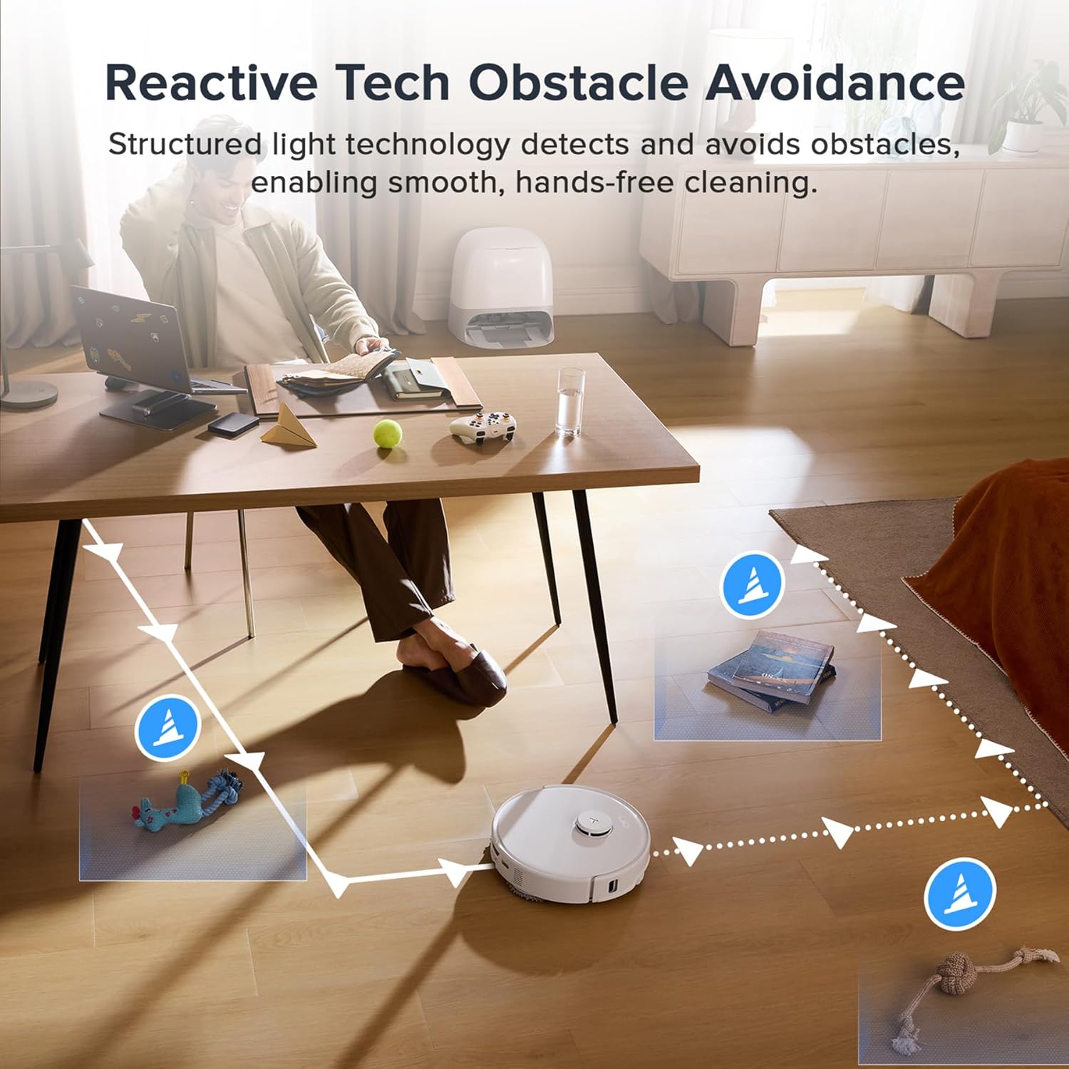 roborock Qrevo Curv S5X Robot Vacuum and Mop, 18500Pa Suction, Zero-Tangling Design, FlexiArm Side Brush & Mop, Smart Obstacle Avoidance, Self-Washing & Drying, Self-Emptying, Perfect for Carpet - Image 5