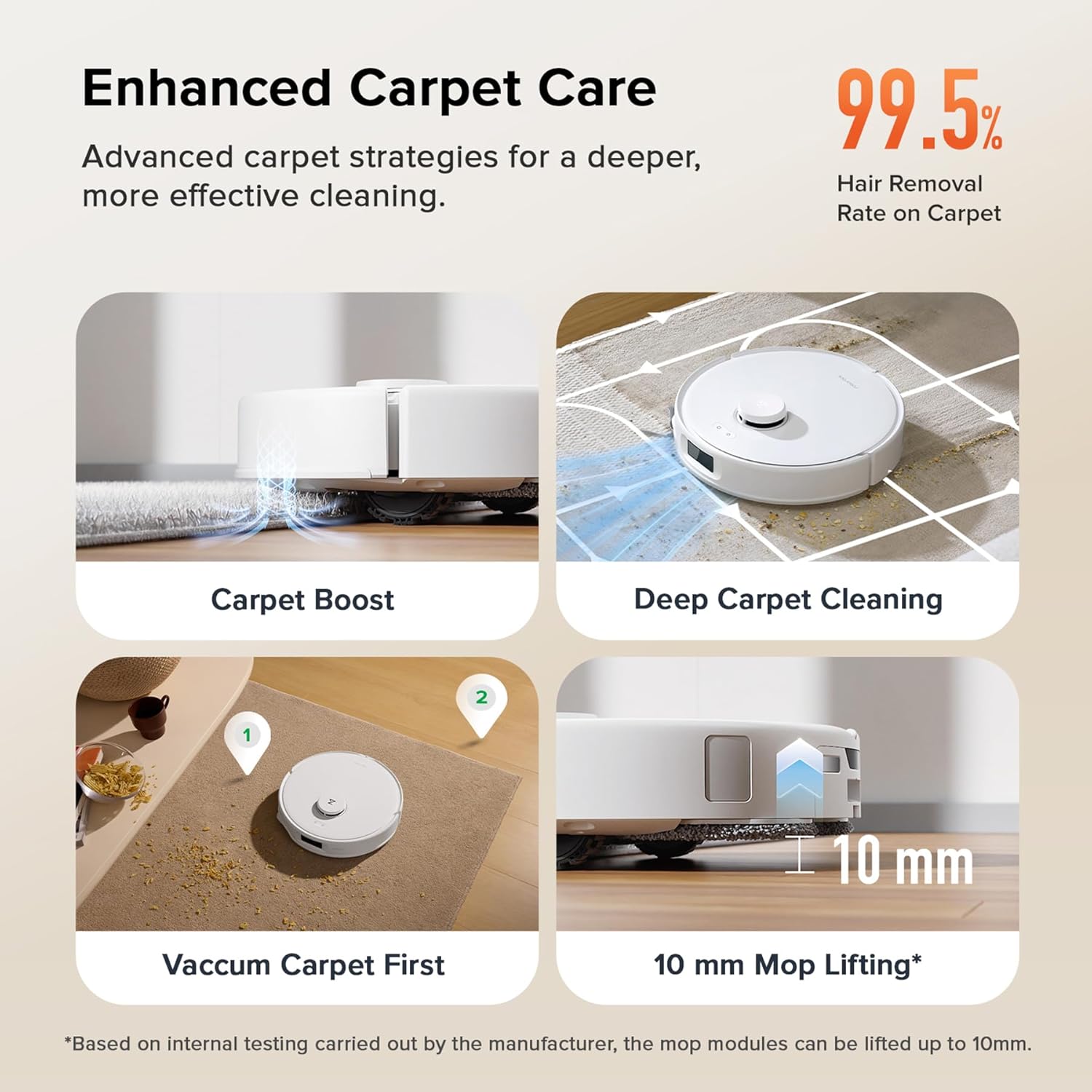 roborock Qrevo Curv S5X Robot Vacuum and Mop, 18500Pa Suction, Zero-Tangling Design, FlexiArm Side Brush & Mop, Smart Obstacle Avoidance, Self-Washing & Drying, Self-Emptying, Perfect for Carpet - Image 8