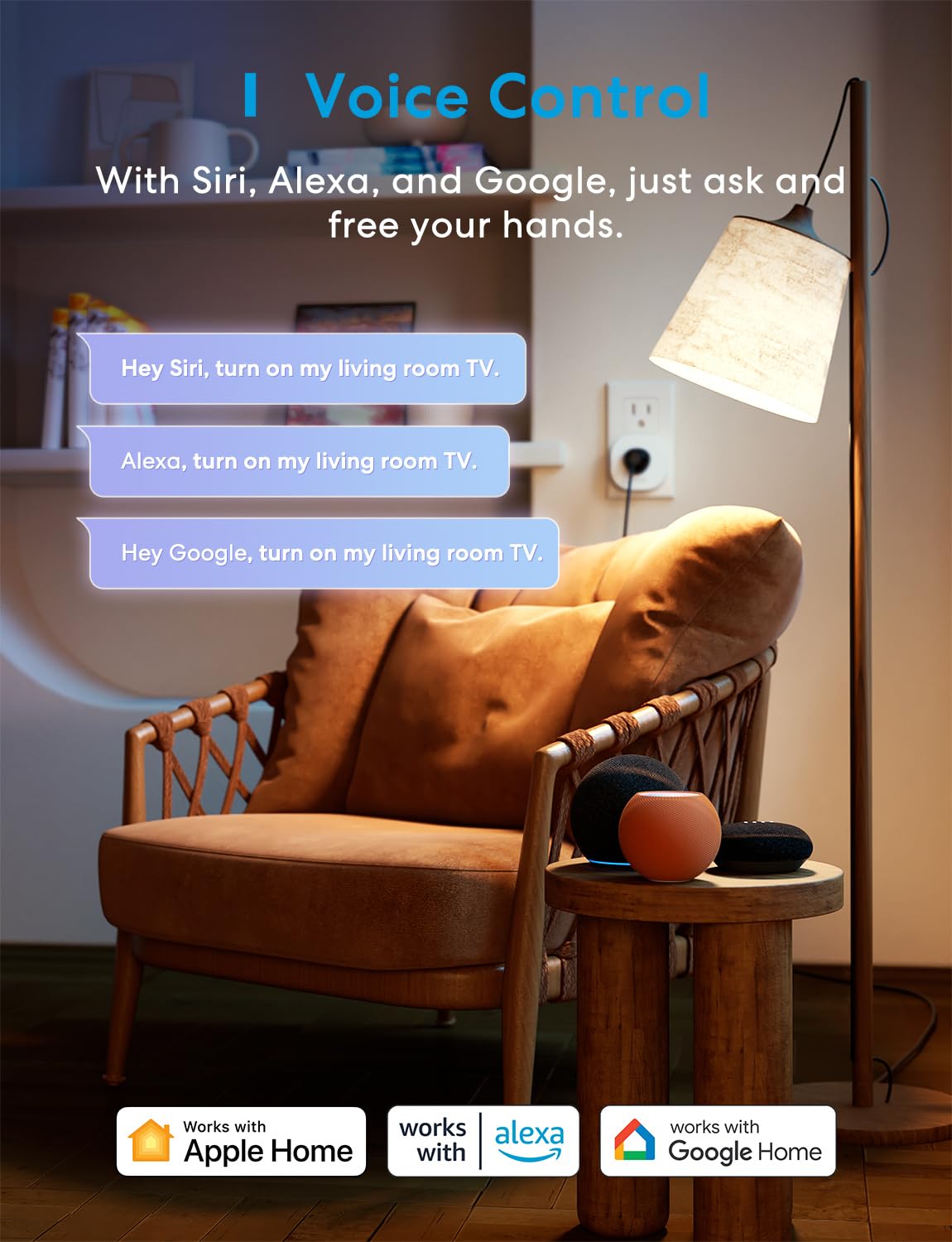 meross Matter Smart Plug Mini, Easy Setup, 100% Privacy Matter Smart Home, Work with Alexa, HomeKit, Google Home with Schedule and Timer, App and Voice Control, 2.4G Wi-Fi Only (4 Pack) - Image 4
