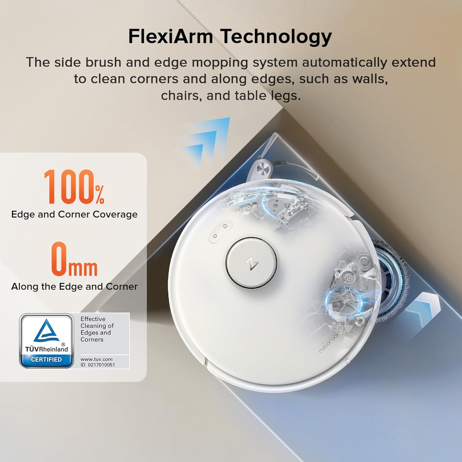 roborock Qrevo Curv S5X Robot Vacuum and Mop, 18500Pa Suction, Zero-Tangling Design, FlexiArm Side Brush & Mop, Smart Obstacle Avoidance, Self-Washing & Drying, Self-Emptying, Perfect for Carpet - Image 6