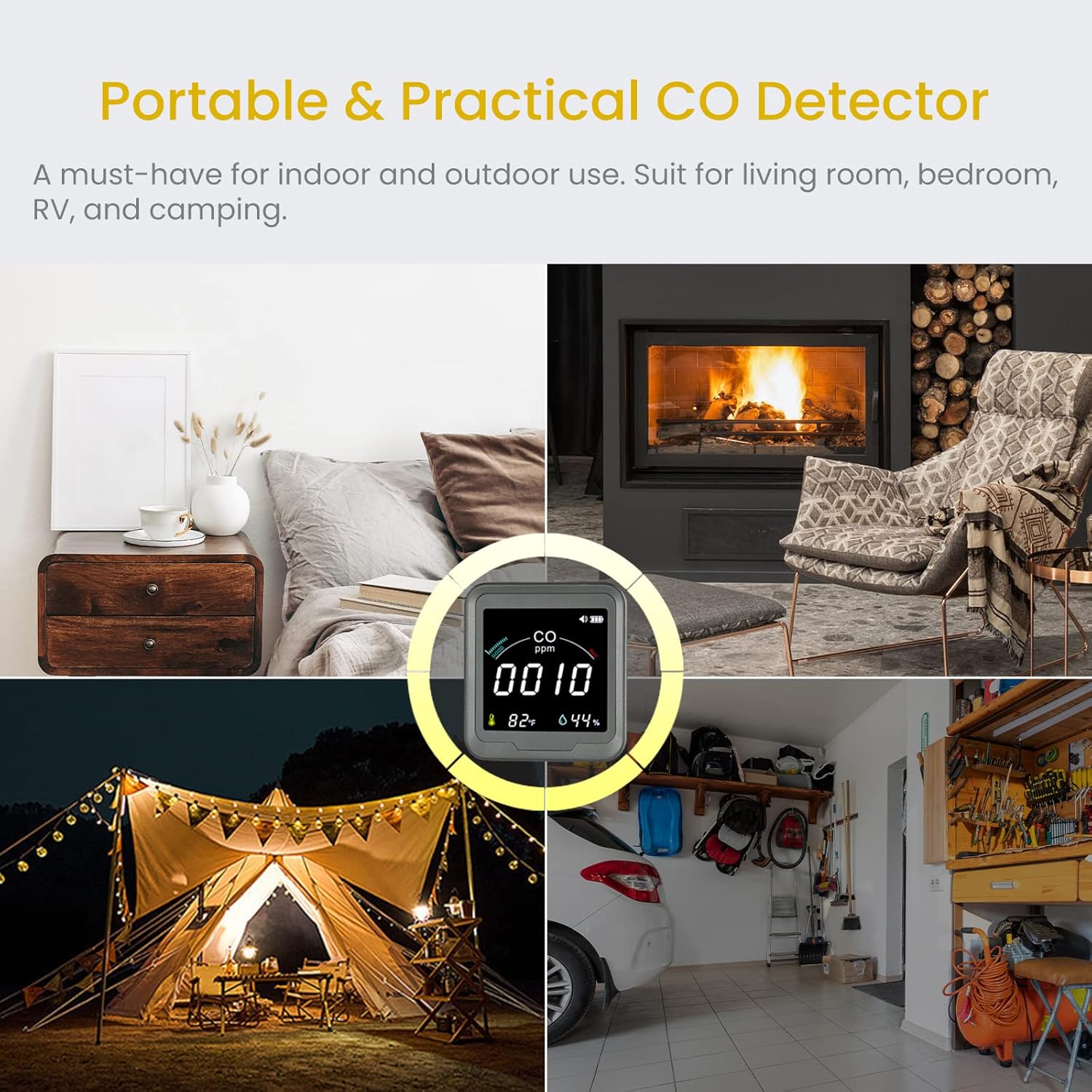 LSENLTY Carbon Monoxide Detector, High Accuracy CO Detector with Digital LCD Display, 3-in-1 Air Quality Monitor(CO, Temperature and Humidity Sensor), CO Alarm Detector for Home Kitchen Travel - Image 9