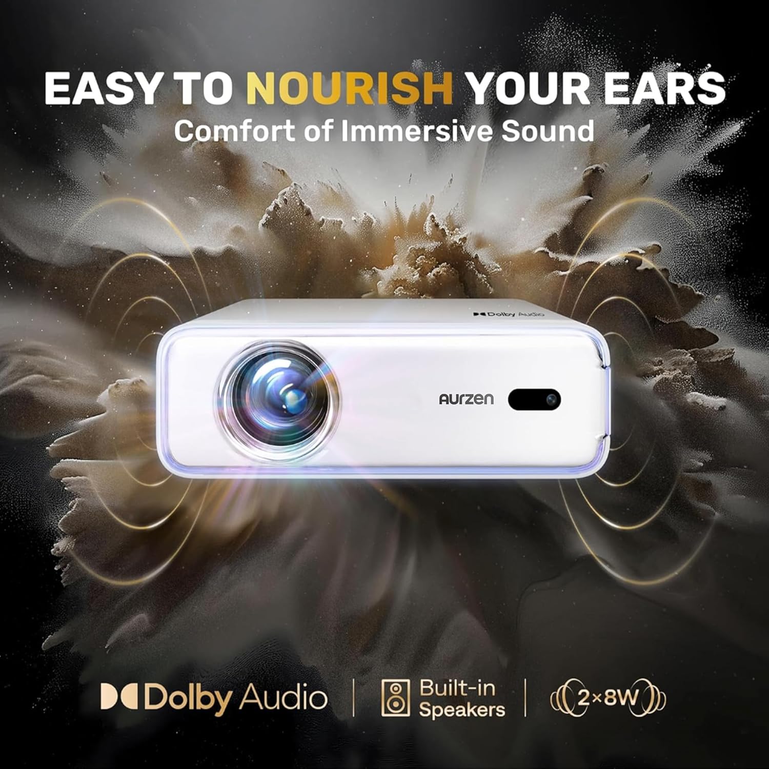 Netflix-Officially Projector, Aurzen Eazze D1 4K Supported Smart Projector with HDR10, DoIby Audio, Auto Focus, WiFi Bluetooth Portable Projecteur for Outdoor, White - Image 6