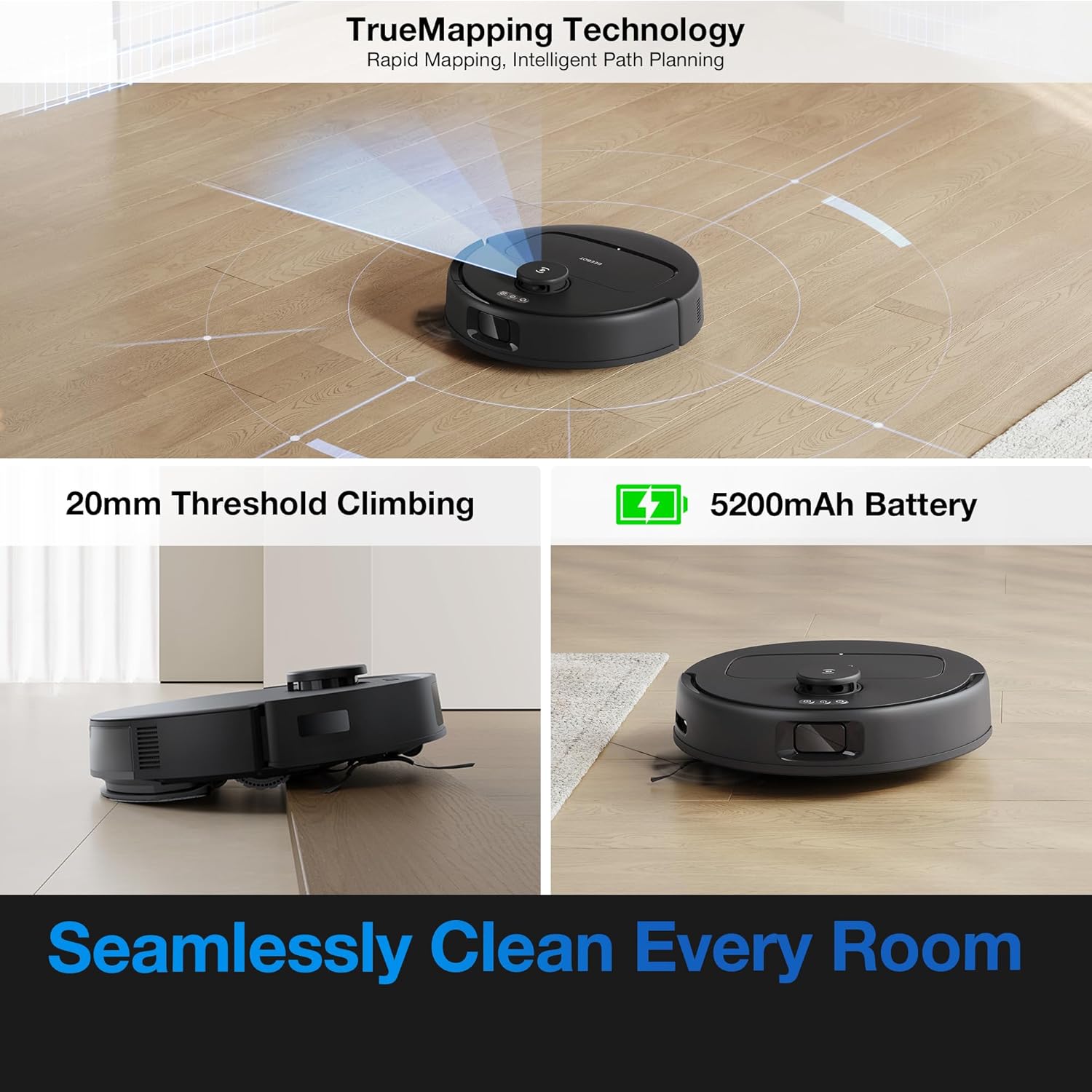 ECOVACS DEEBOT N20e Plus Robot Vacuum and Mop,with Bagless Self Emptying Station,10000Pa Powerful Suction,Anti-Tangle Technology,45-Day Capacity,300 Minutes Runtime,Perfect for Pet Hair - Image 7
